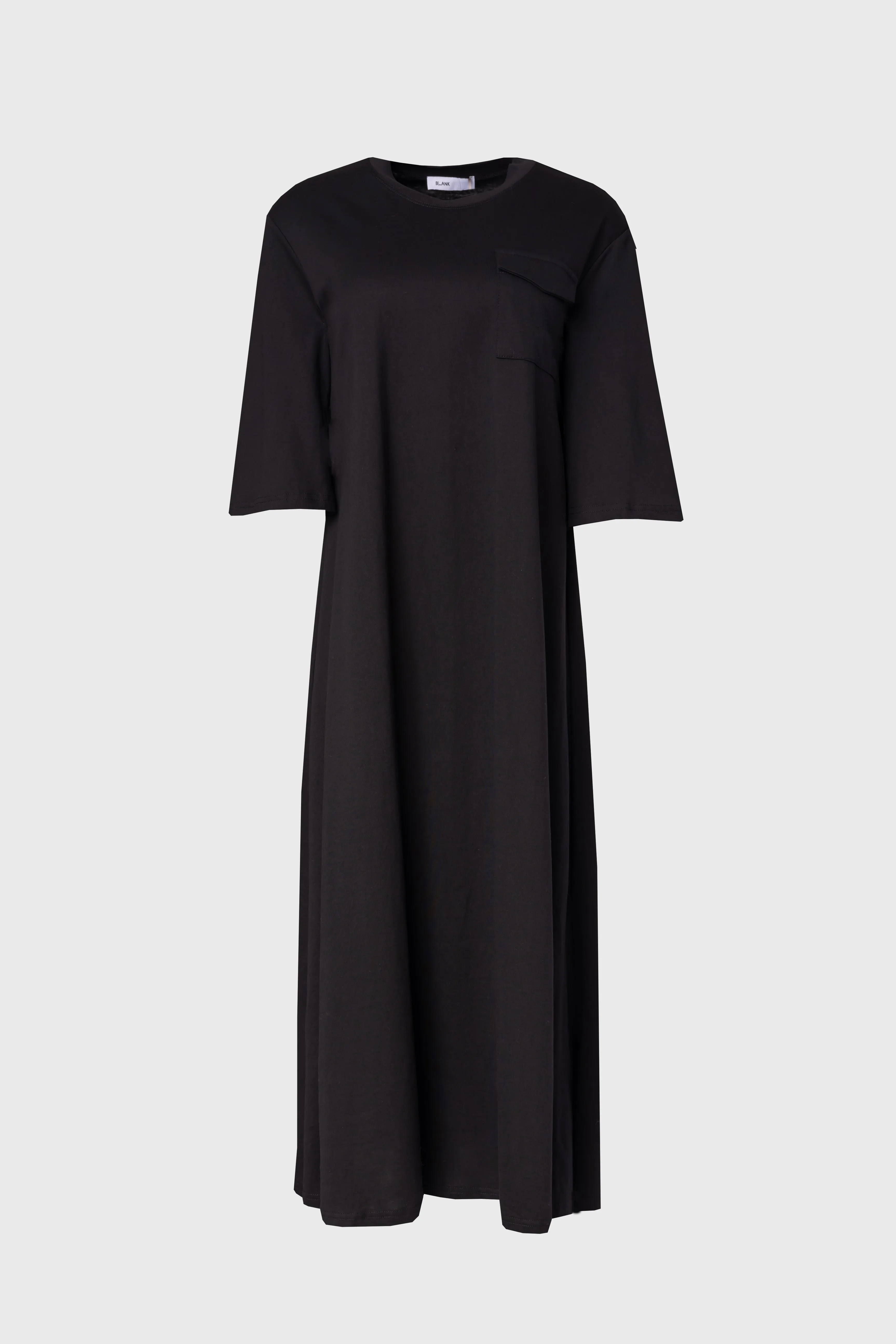 FlexibleCollar Wild Mood Black Pocket Tee Shirt Maxi Dress