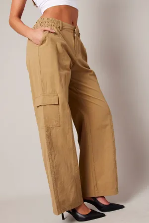 Printed design Beige Cargo Pants Mid Rise
