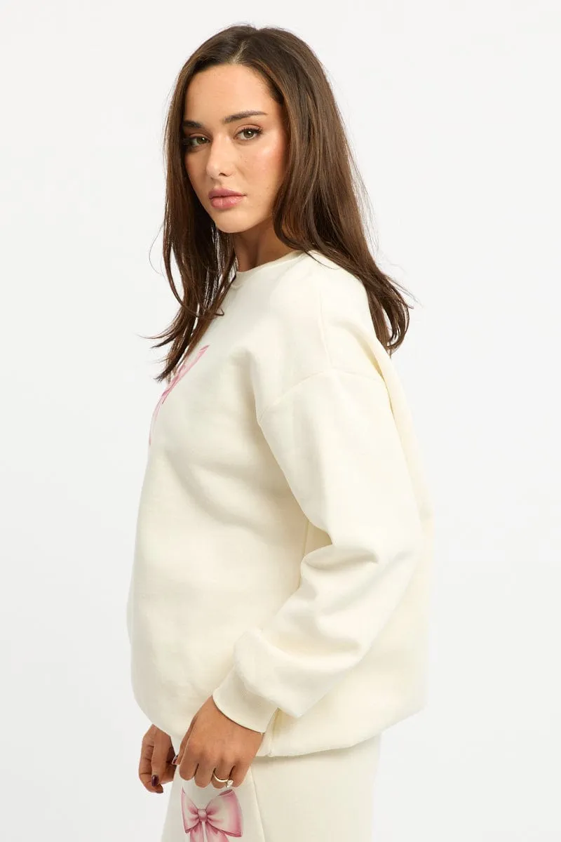 White Graphic Sweater Long Sleeve product premium quality assurance