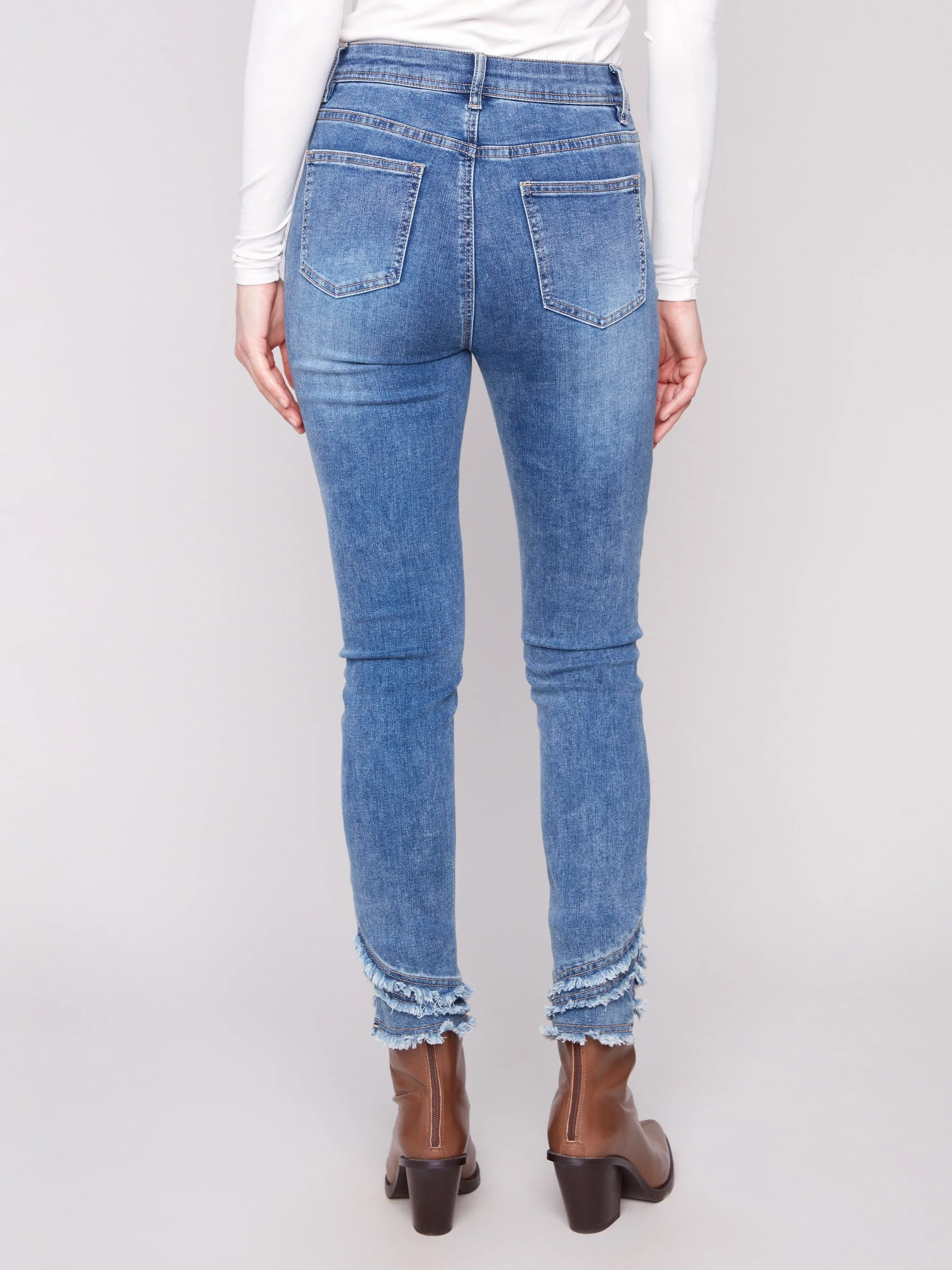 Core Style Odor Control Tech Frayed Hem Denim Pants - Medium Blue