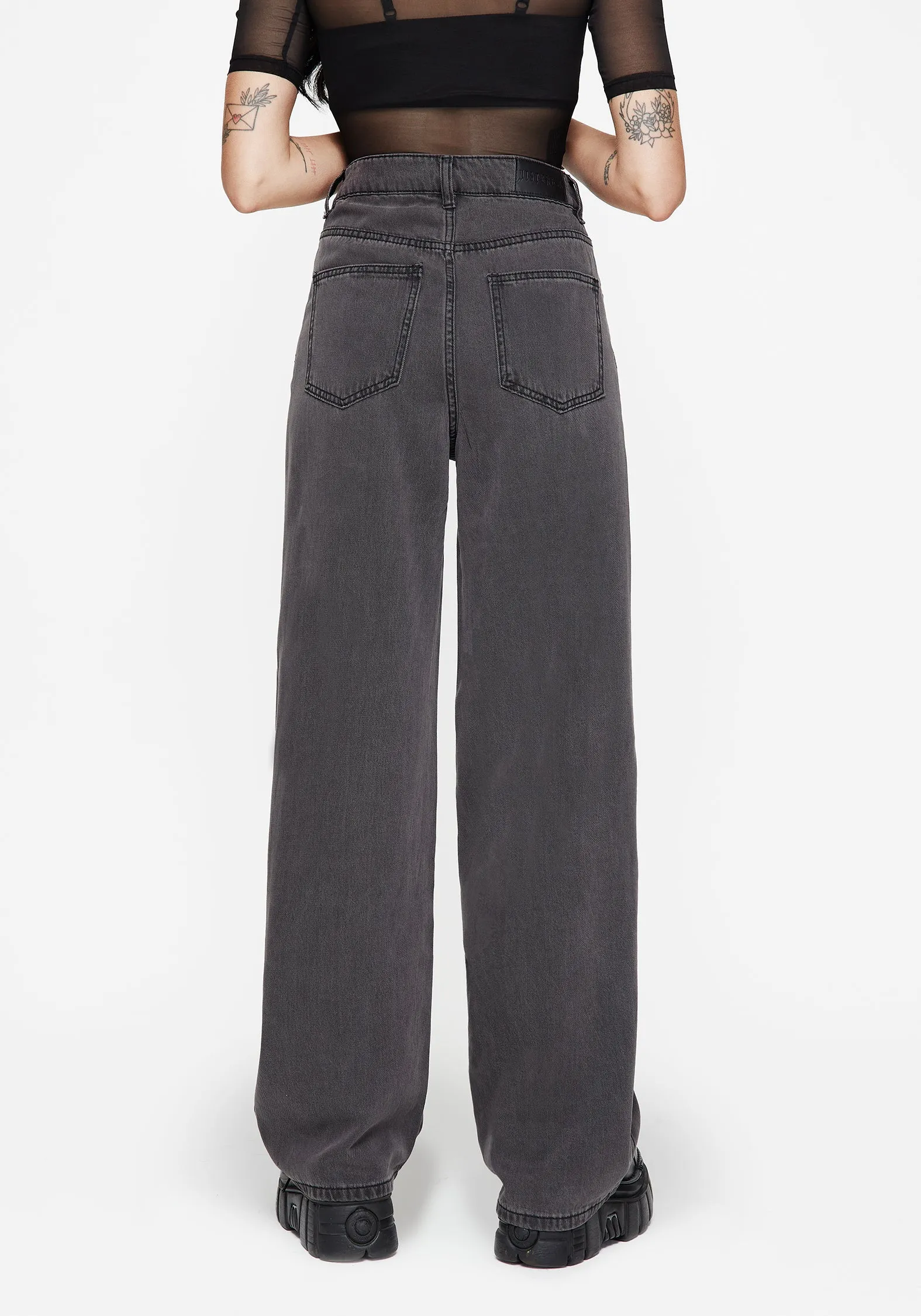 Nara Wide Leg Distressed Gothic Embroidery Jeans Comfortable Style Outdoor Enthusiast Premium Home Comfort