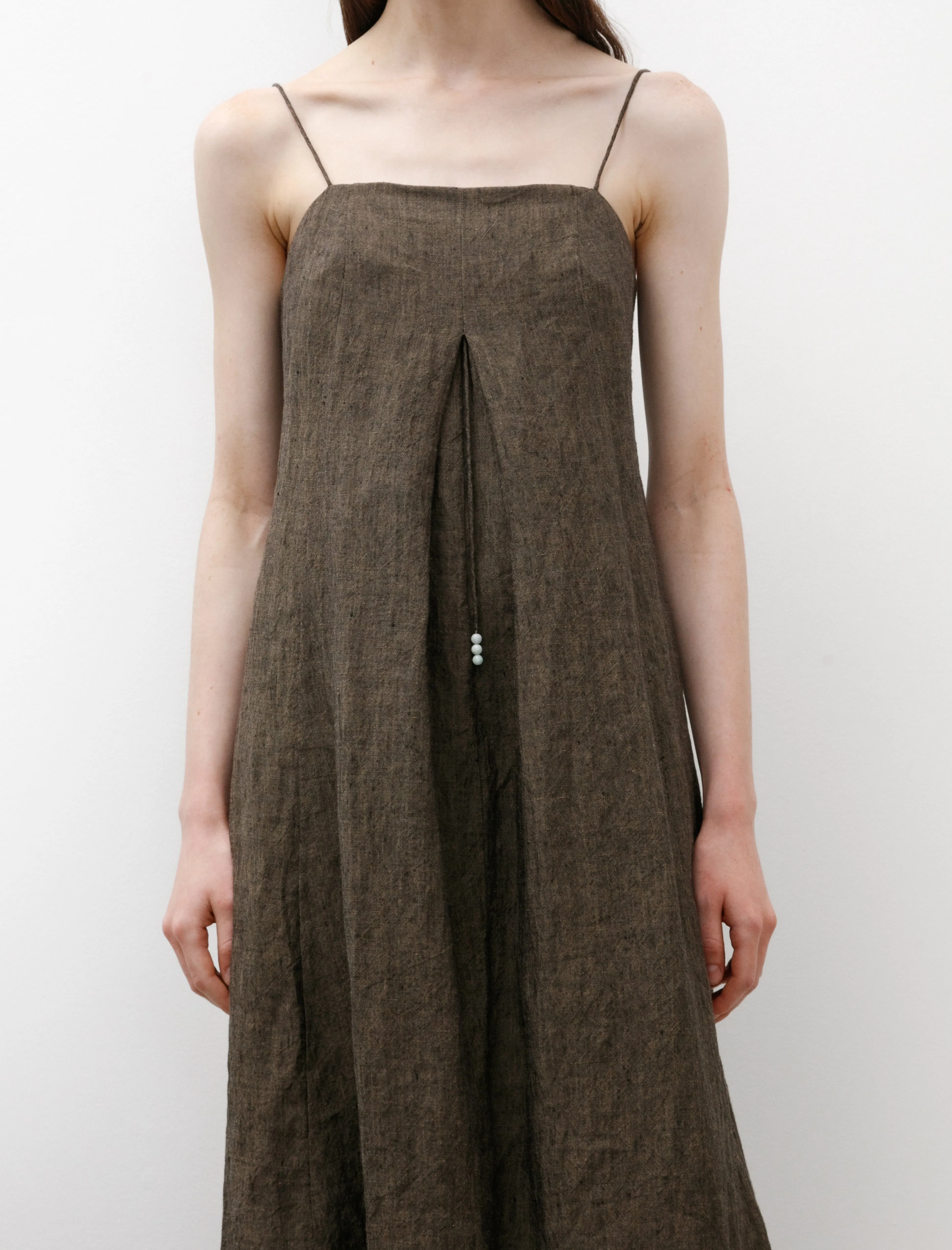 Weekend Style Long Slip Dress Walnut Linen