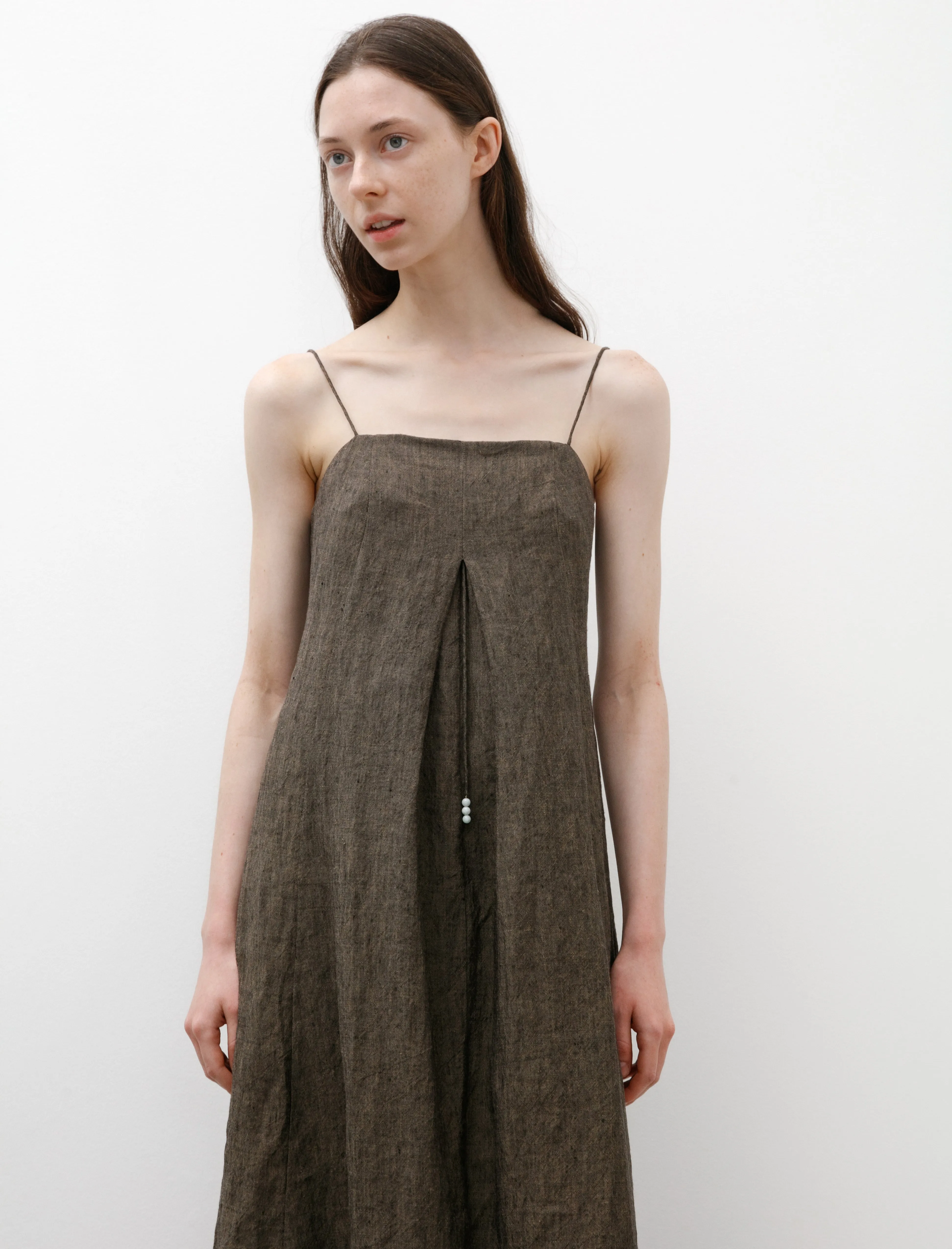 Daily Wear Easy Layering Long Slip Dress Walnut Linen