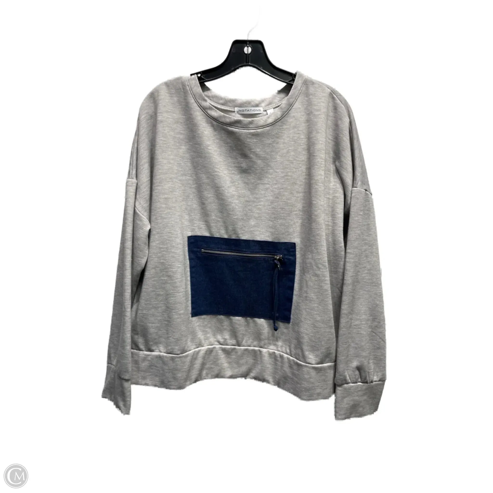 Sweatshirt Crewneck By Notations In Grey, Size: L Linen Soul