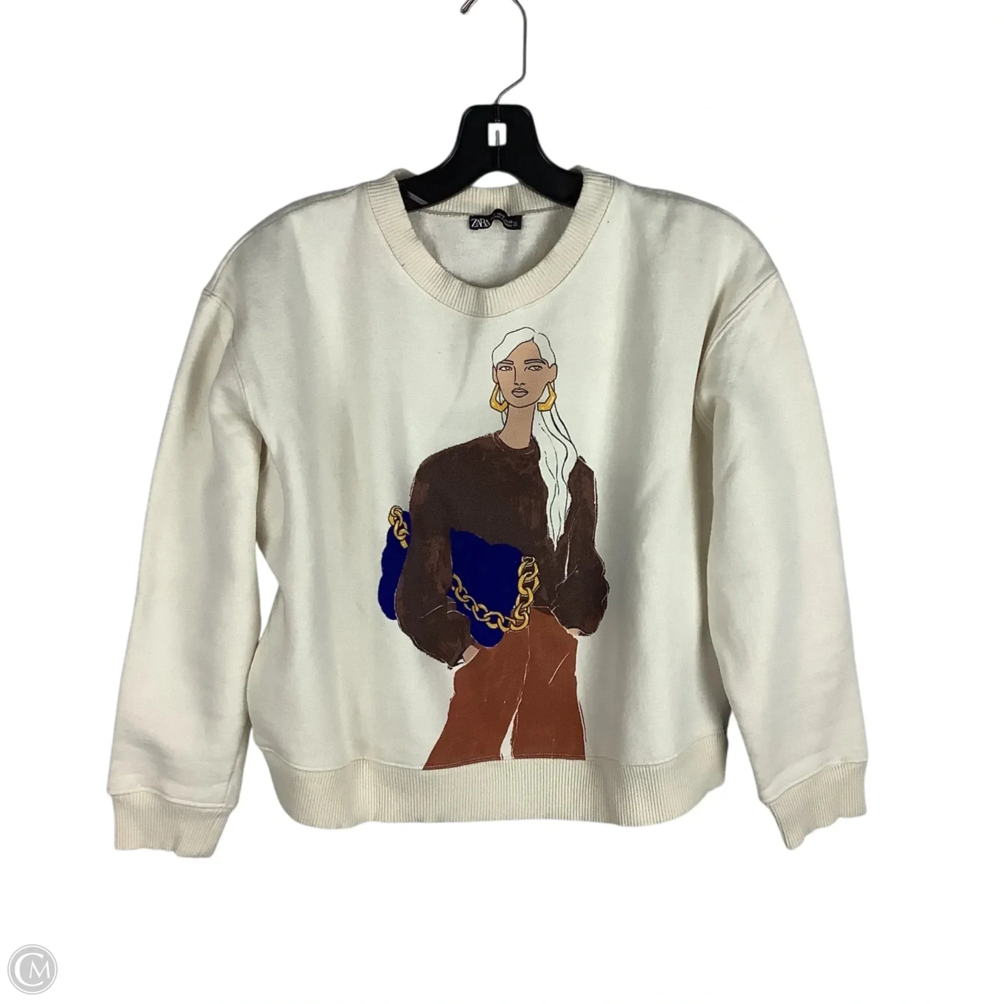 Sweatshirt Crewneck By Zara In Cream, Size: S DoubleLayered Cozy Robe