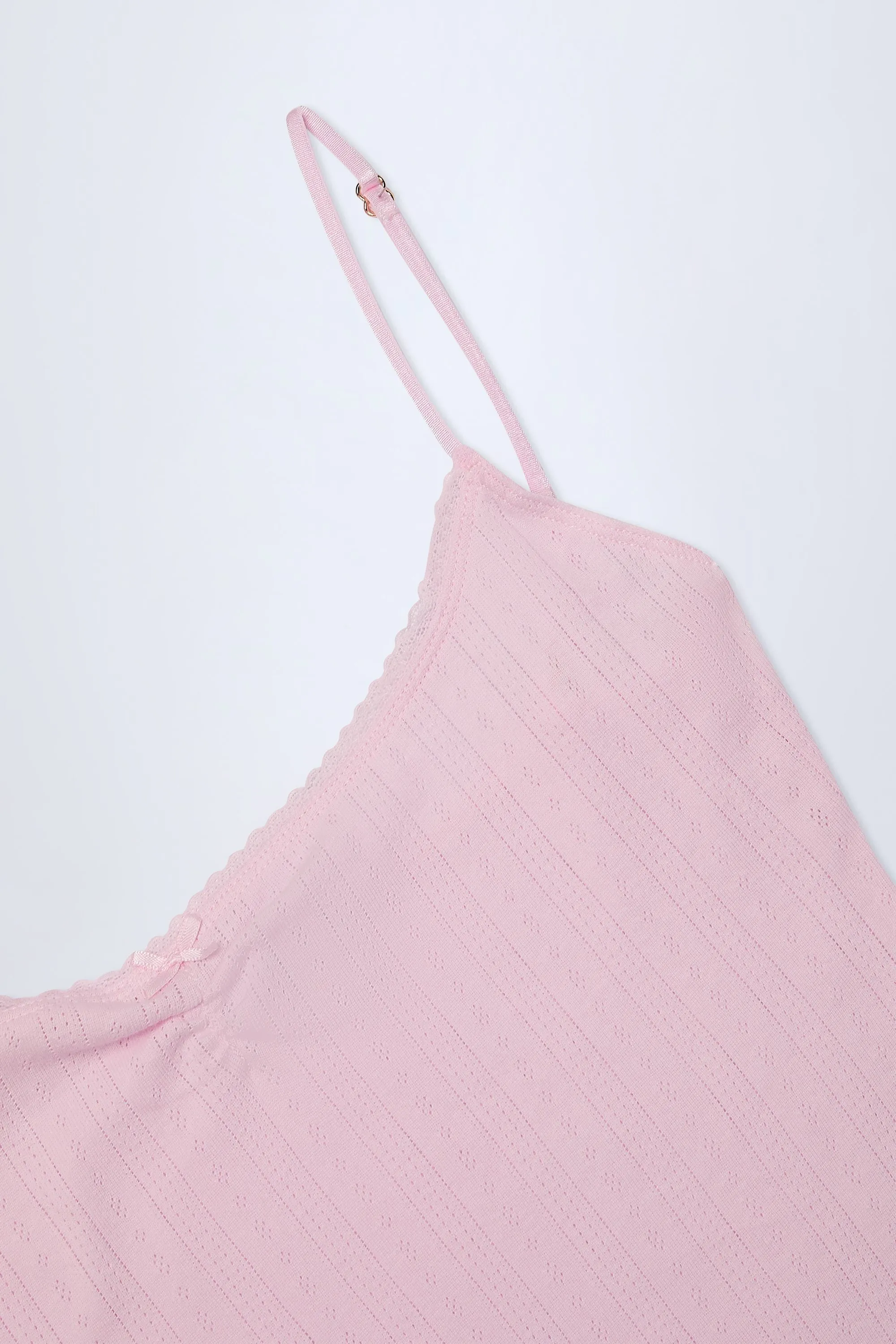 Party Beat Edge Hot Pointelle Ruched A-Line Mini Dress in Baby Pink