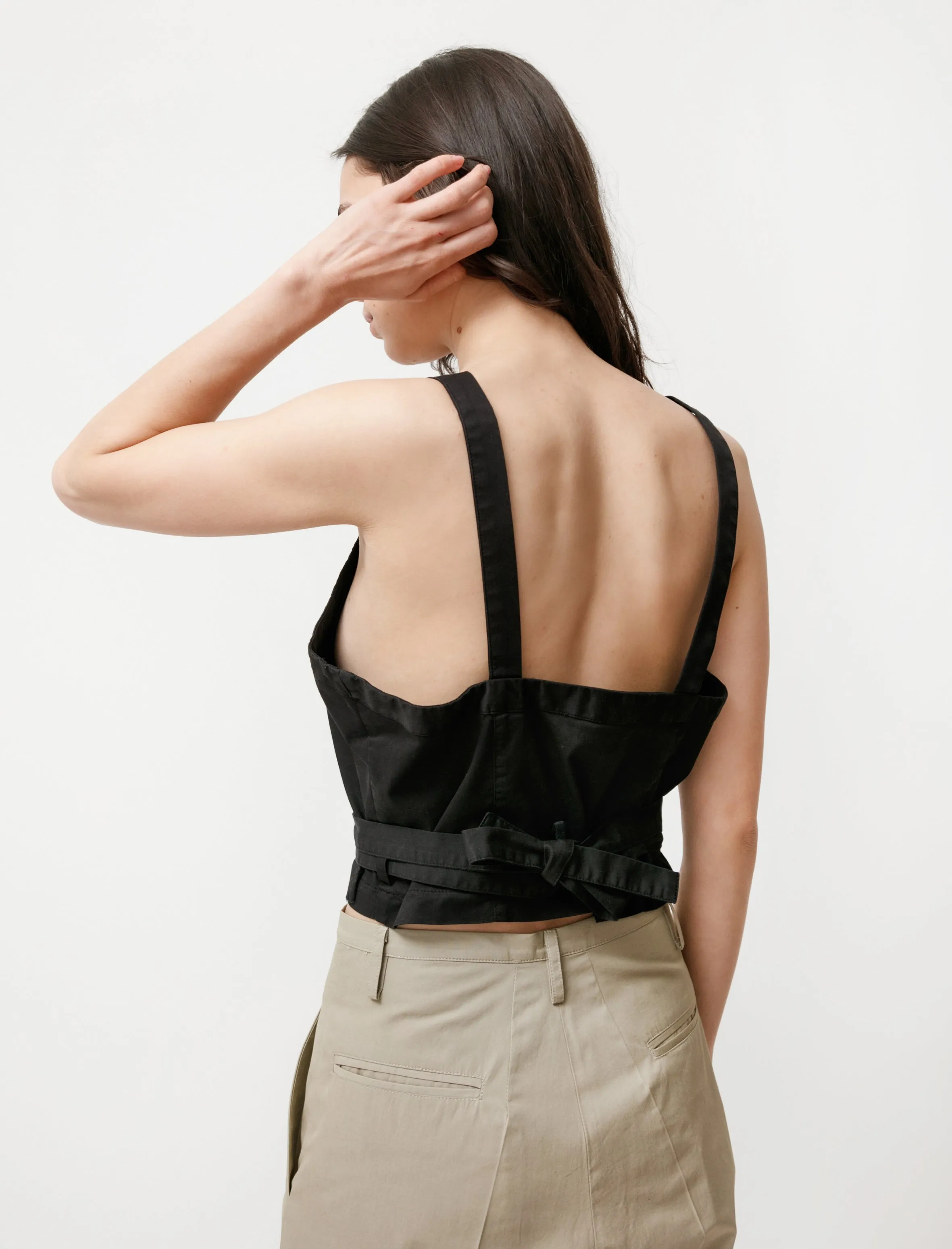 Apron Blouse Black Easy Fashion