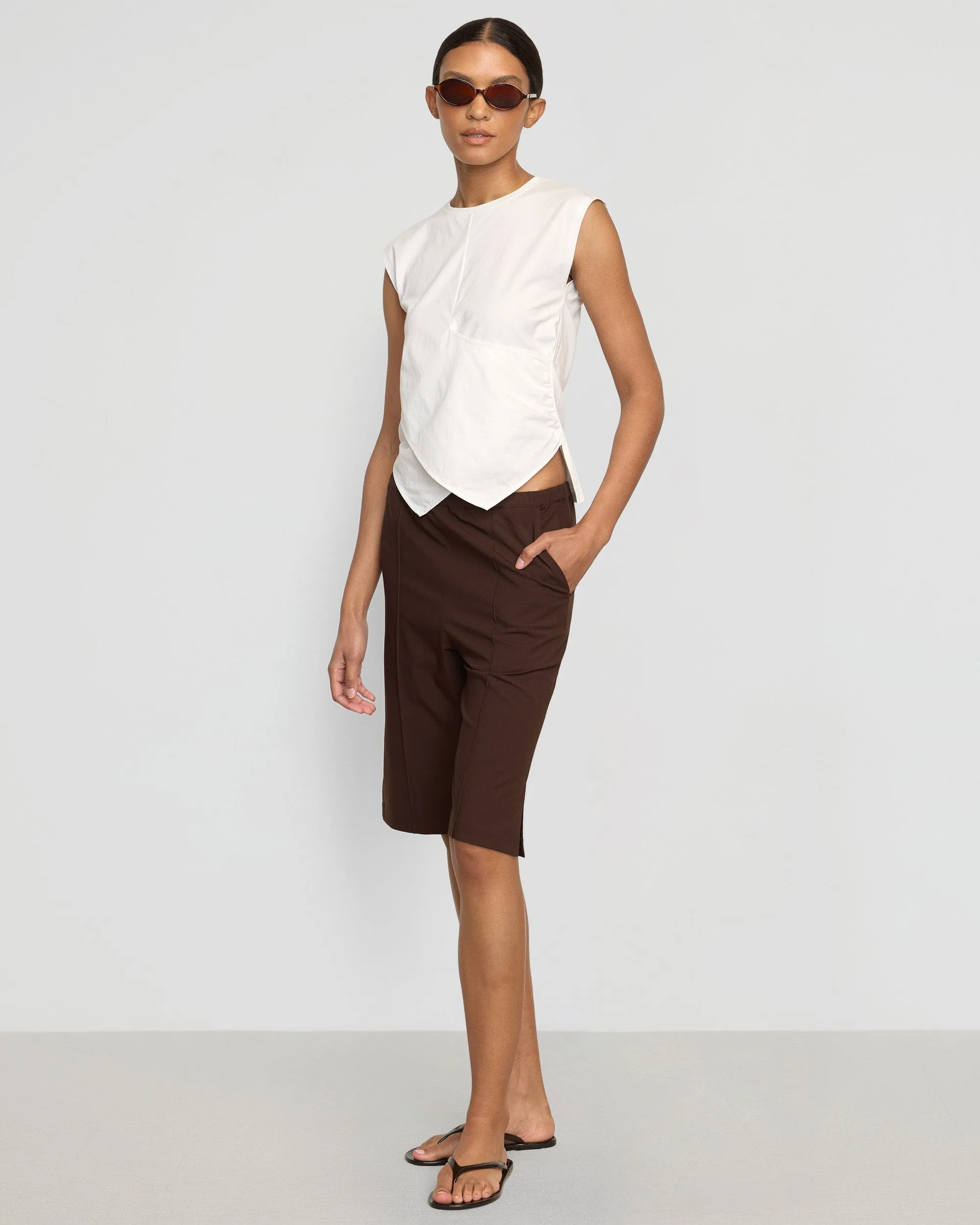 Gallia Stretch-Waist Bermuda Short Easy Adjust Drawcord Heels
