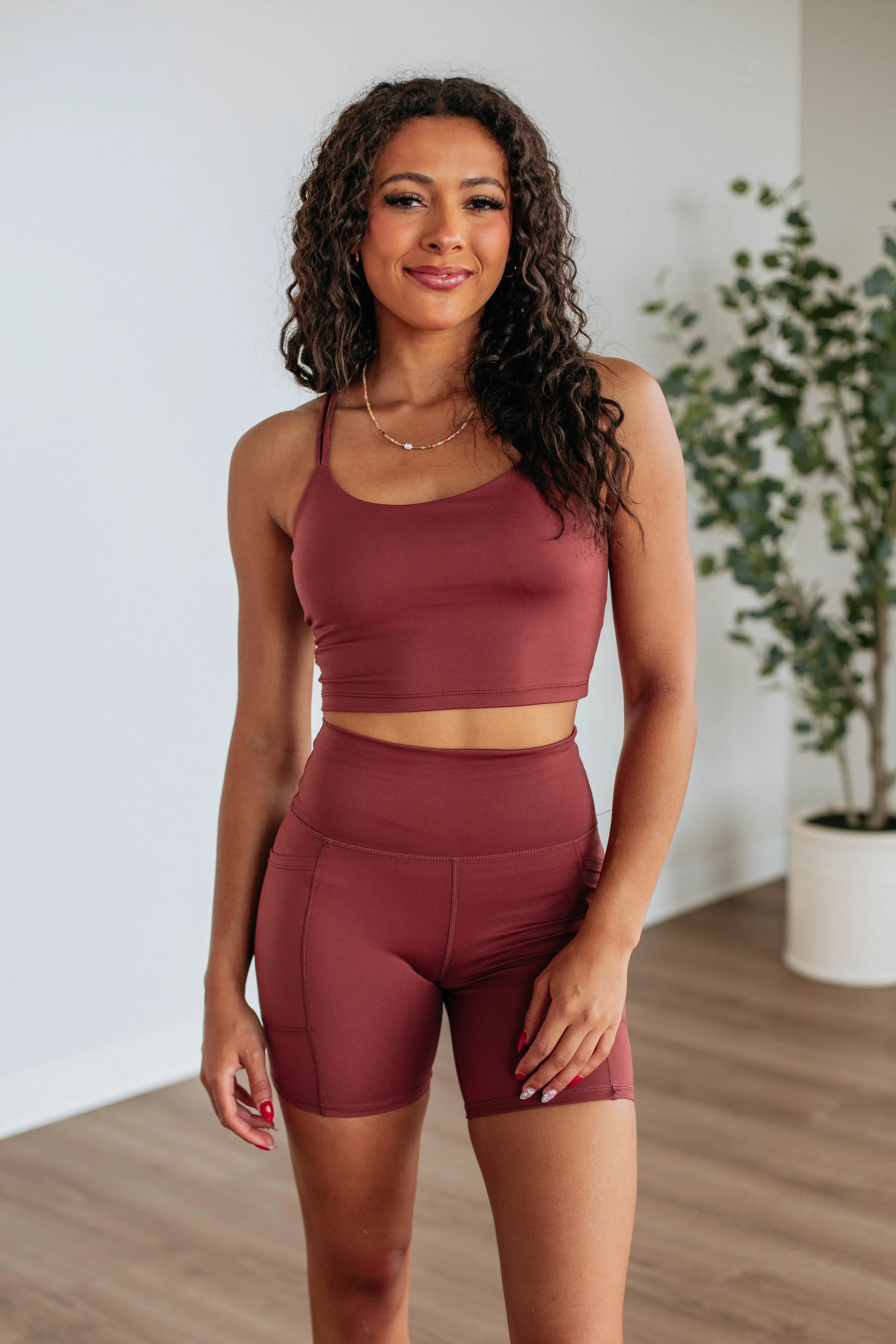 Active Shorts elastic waistband Tayten Biker Shorts - Spiced Sangria