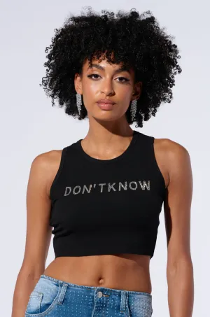 DONT KNOW DONT CARE CROPPED TANK steel made