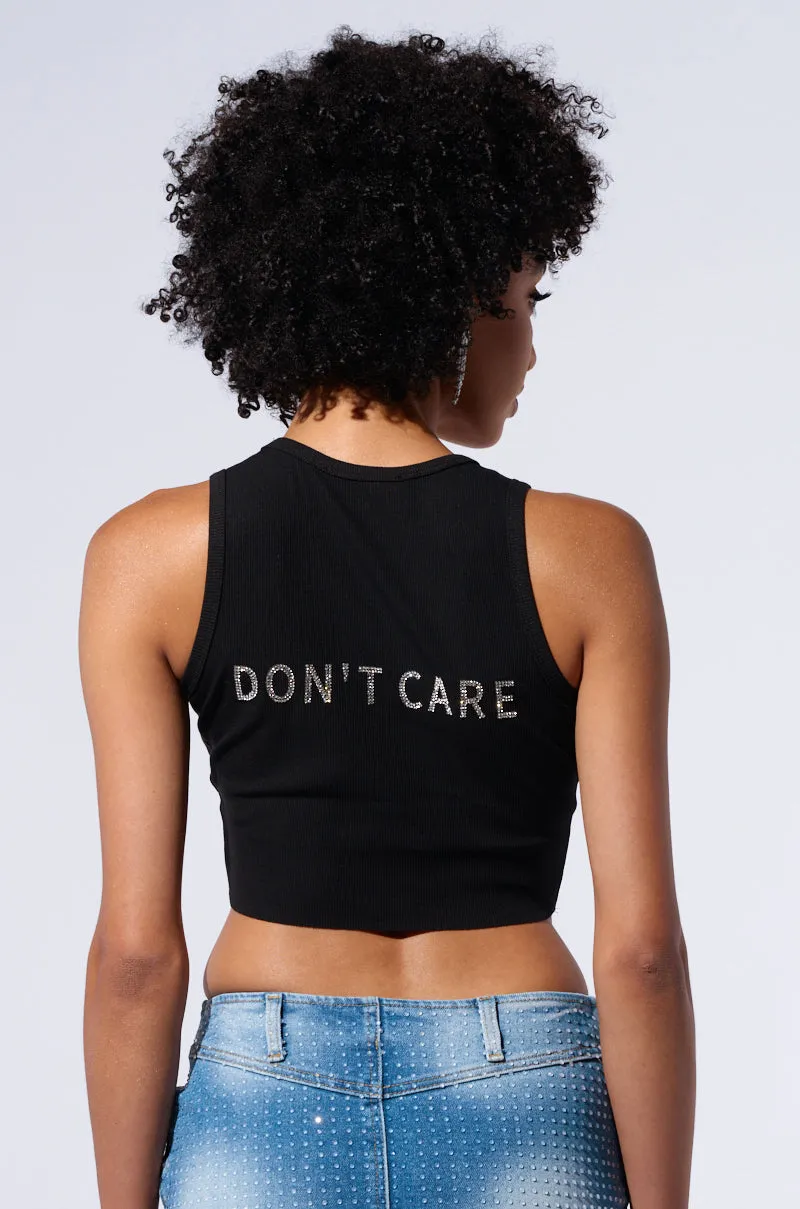 DONT KNOW DONT CARE CROPPED TANK Logistics - friendly