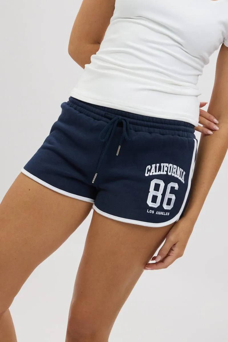 Blue Track Shorts Elasticated Flex Waist System