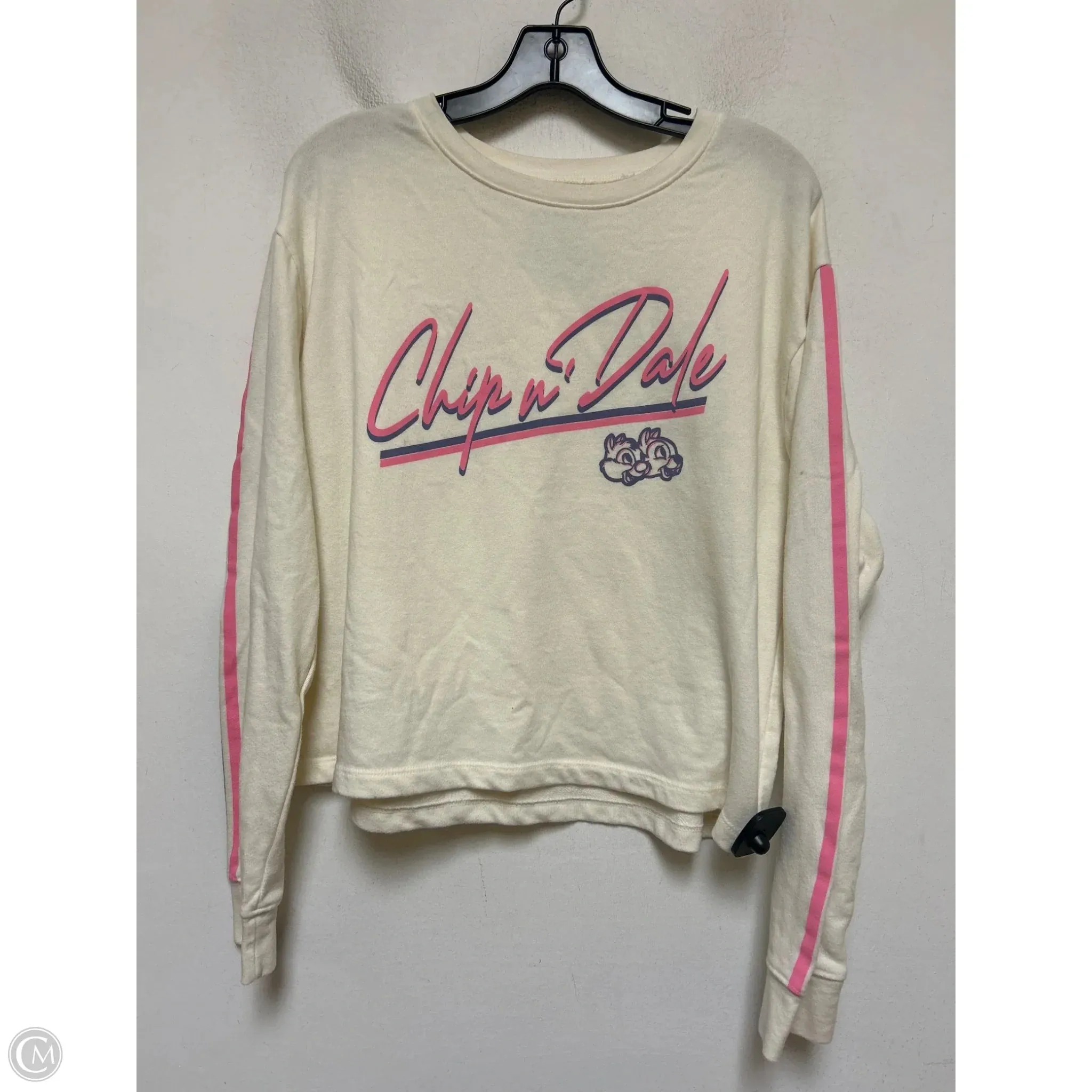 Lightweight Jacket Dance Flow Sweatshirt Crewneck By Disney Store In Cream & Pink, Size: Xl