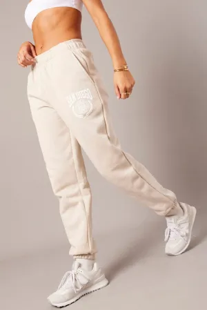 Beige Track Pants High Rise Wardrobe Essential