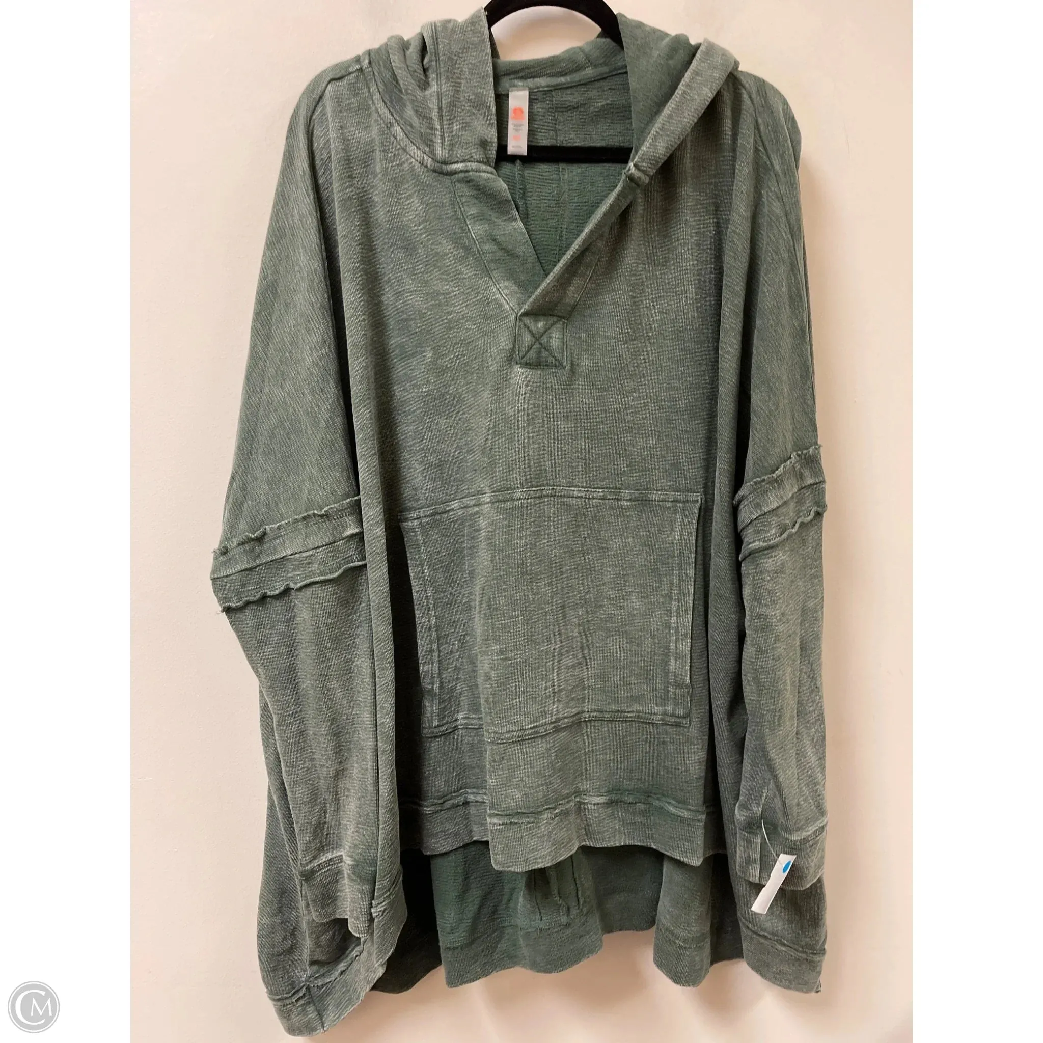 Sporty Jacket Sweatshirt Hoodie By Mono B In Green, Size: M