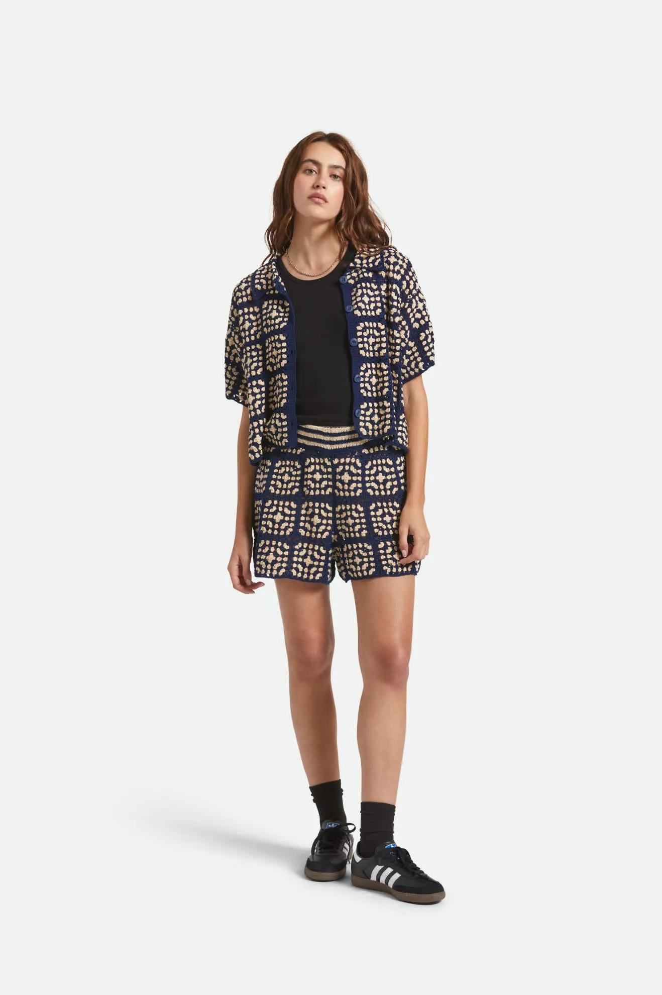 Crochet Short - Mood Indigo/Off White Ventilated Back Panels men's fashion