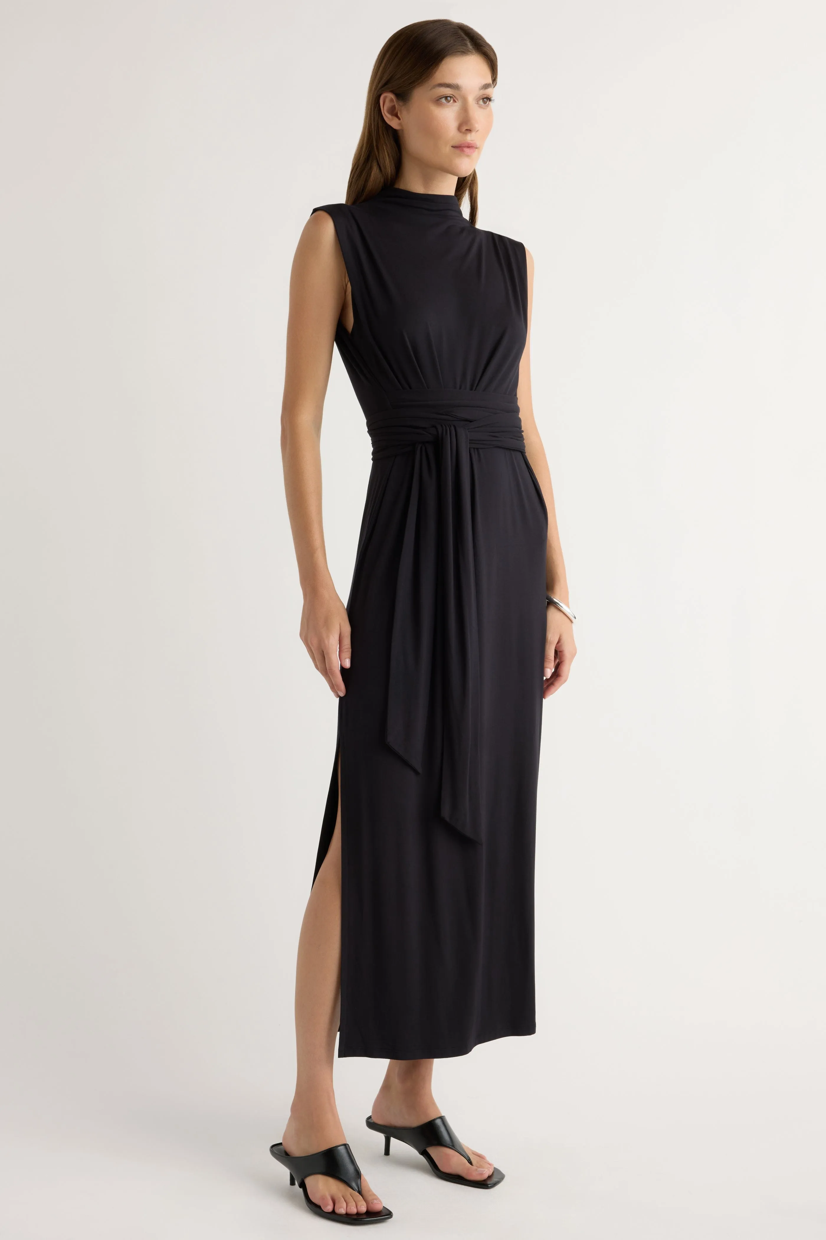 Eden Sleeveless Tie-Front Dress Sequin Glow Sky Mood