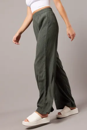 Sleek Look Dynamic Flex Panels Green Wide Leg Pants Elasticated Waist