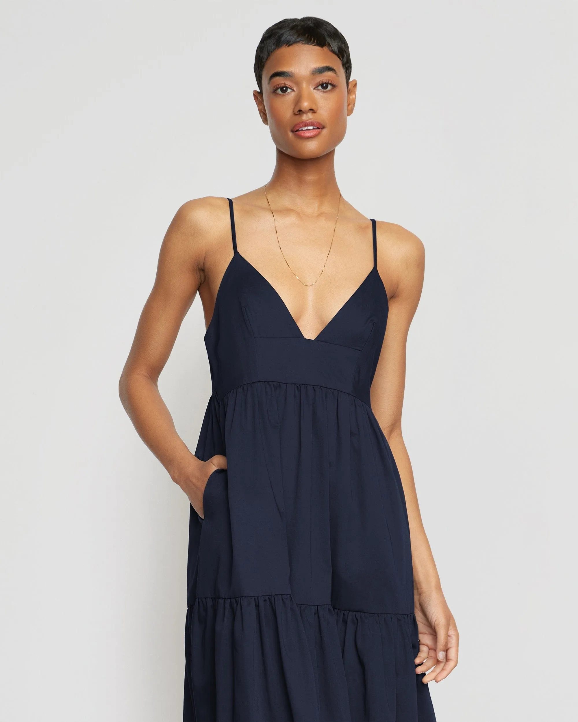Orchid Sweetheart-Neck Tiered Cotton Maxi Dress SmoothInnerLining
