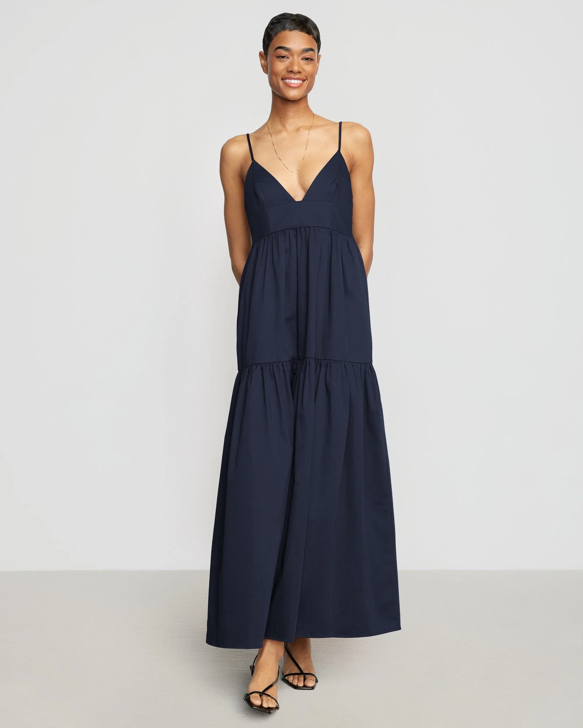 Orchid Sweetheart-Neck Tiered Cotton Maxi Dress HypoallergenicYarn AntiStatic Lining