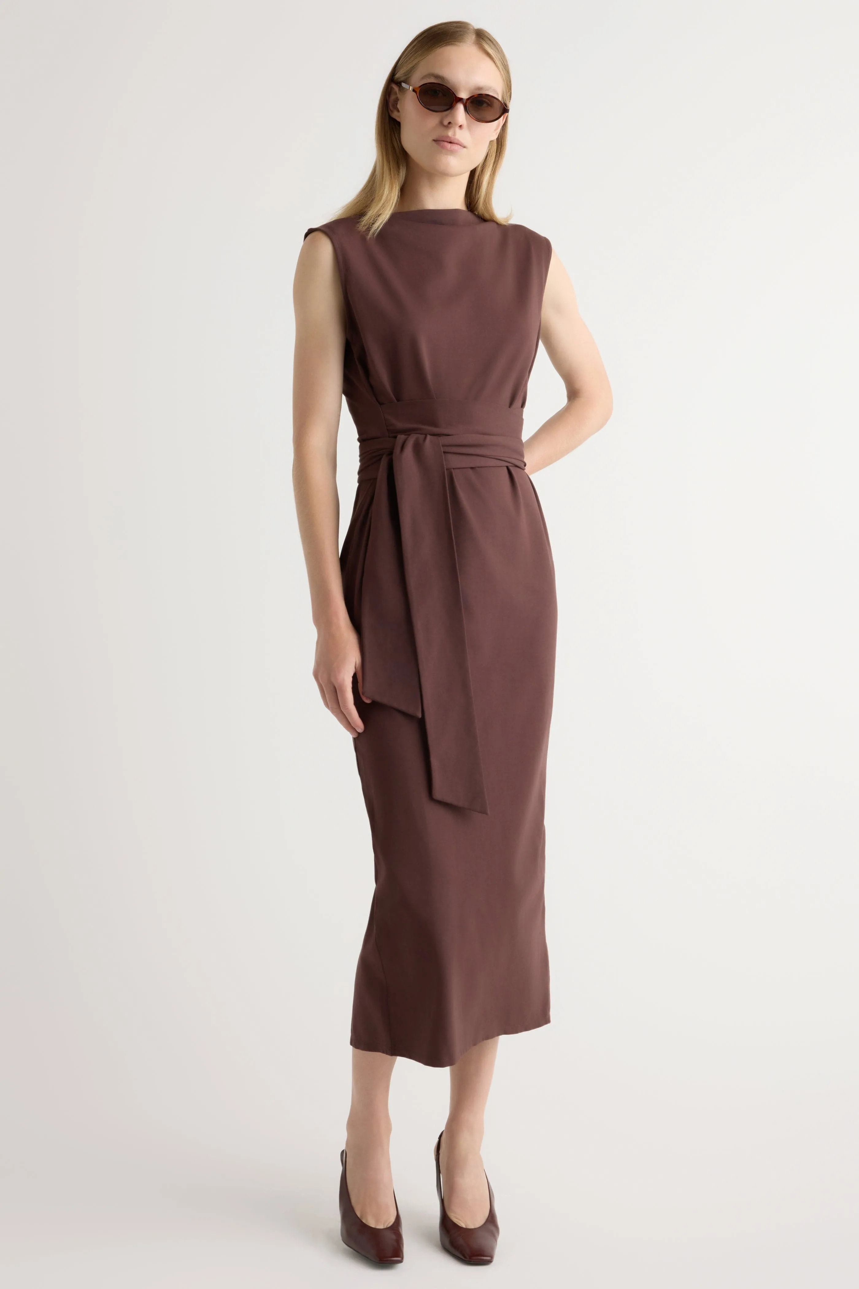 SustainableCertified Edina Tie-Front Slit-Neck Dress