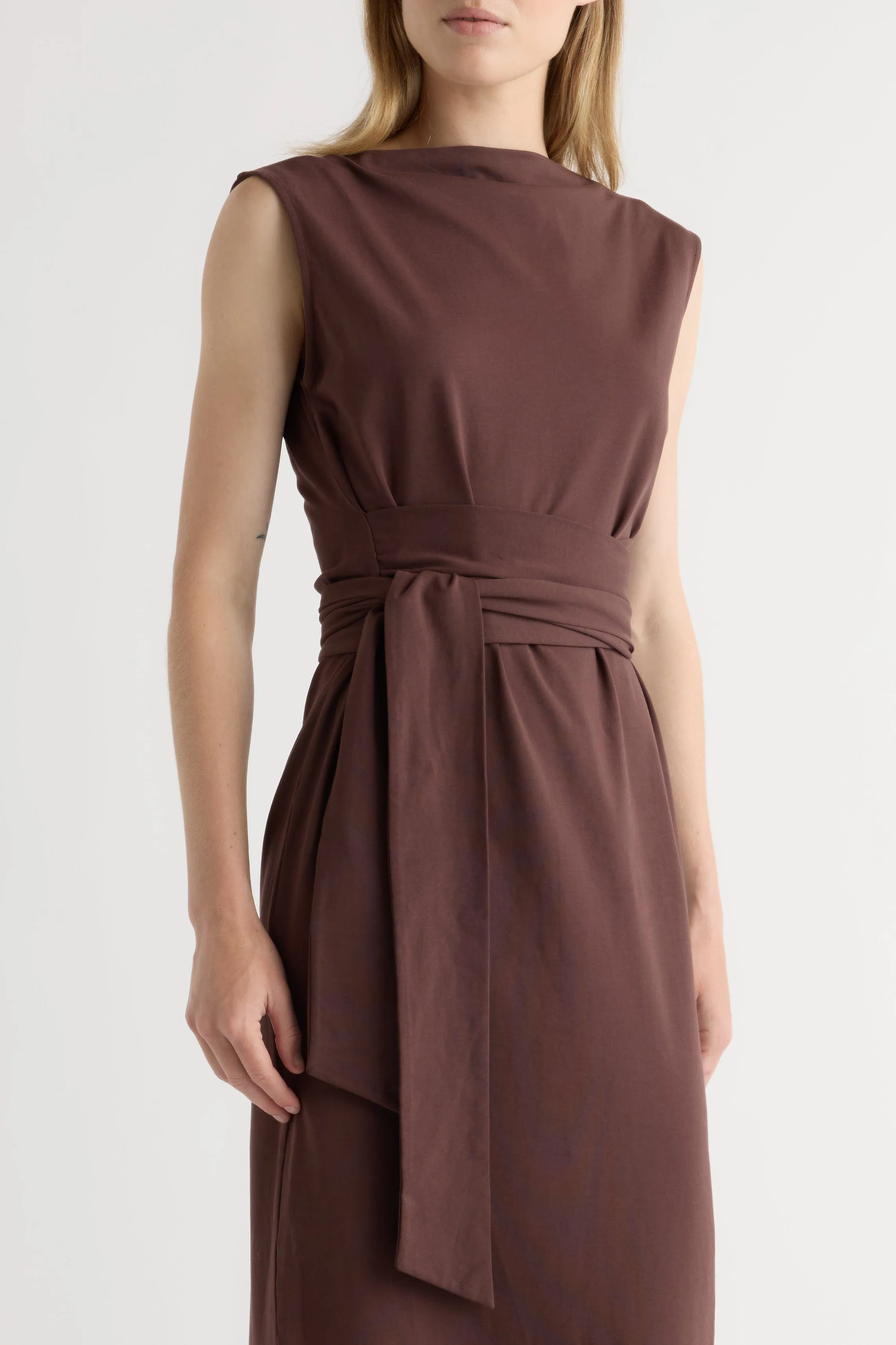 Edina Tie-Front Slit-Neck Dress Street Style