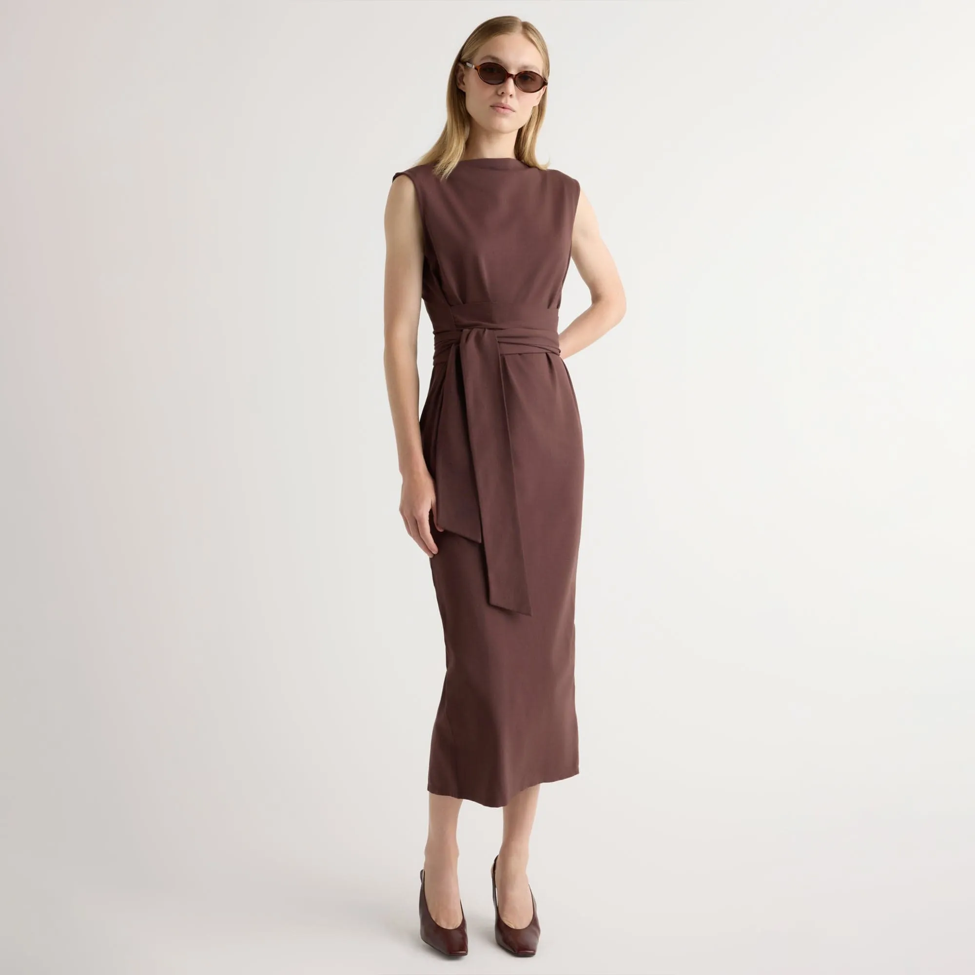 Outdoor Fashion Classic Shirt Edina Tie-Front Slit-Neck Dress