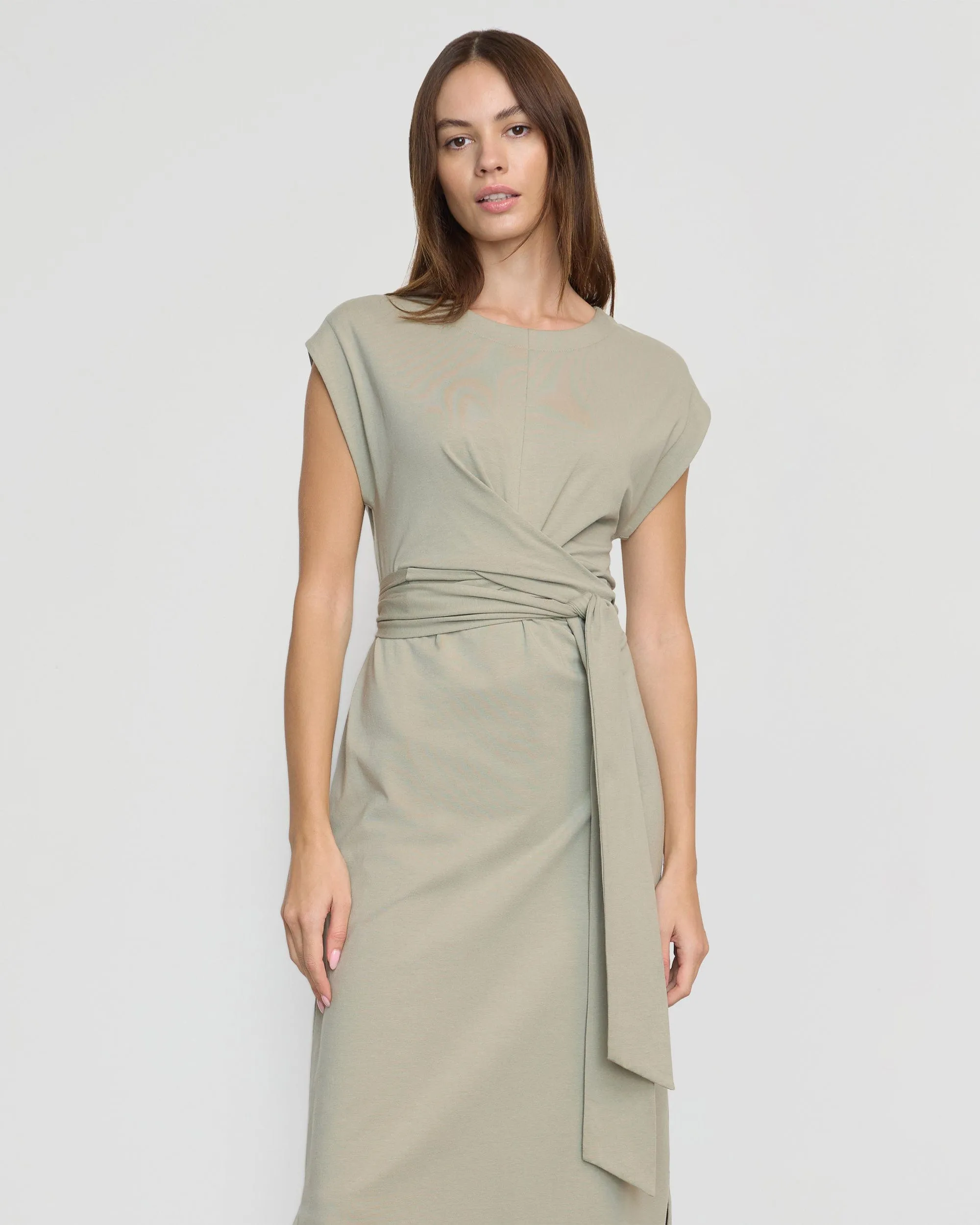 Fei Tie-Front Organic Cotton Dress Travel Outfit Desk Style