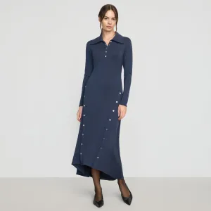 NoIrritationSeams Shawna Button-Accent Collared Dress