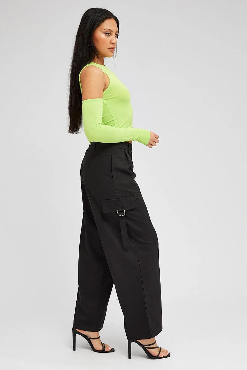Black Wide Leg Pants Low Rise Tailored Fit
