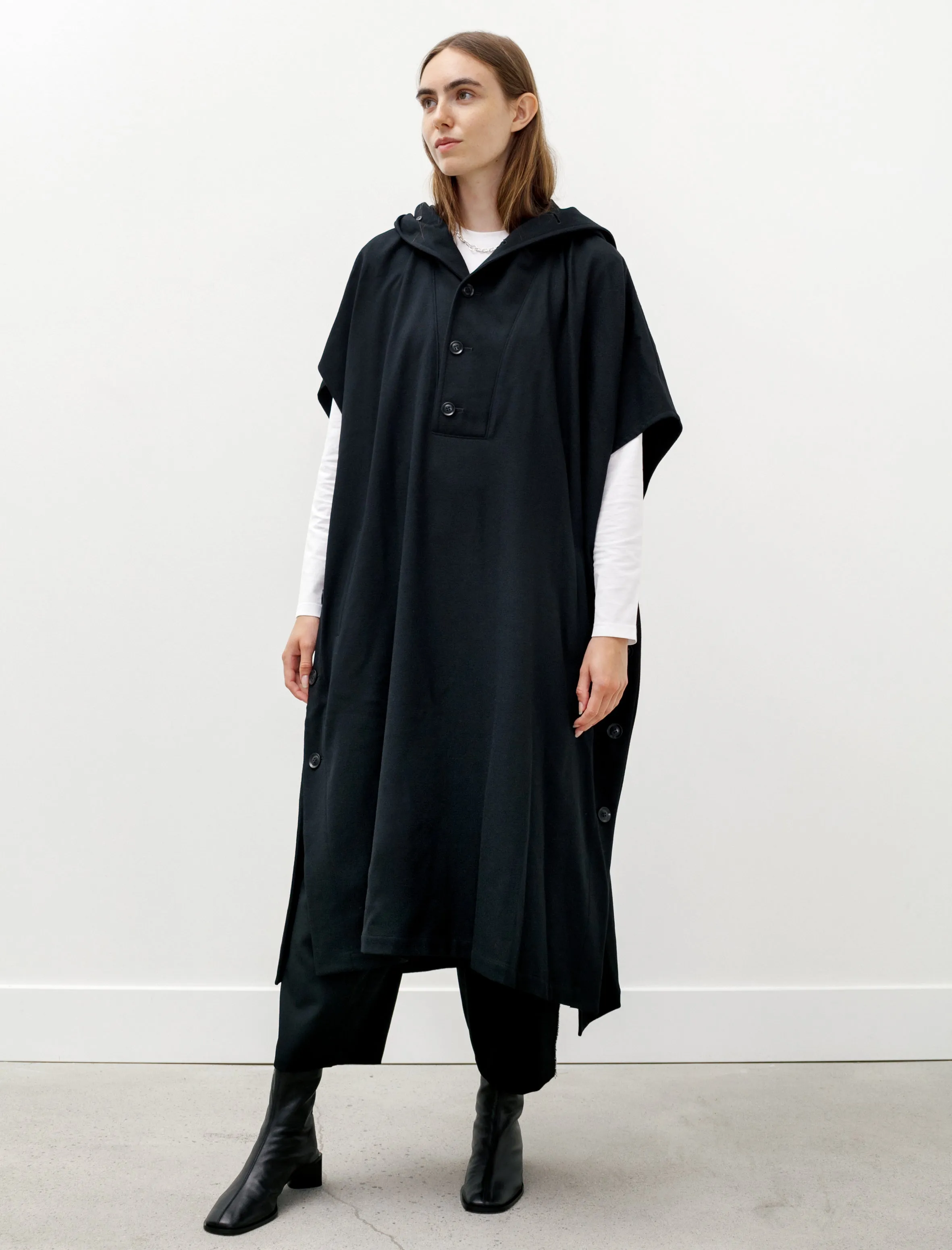 Hooded Poncho Dress Black Smart Look Party Ready