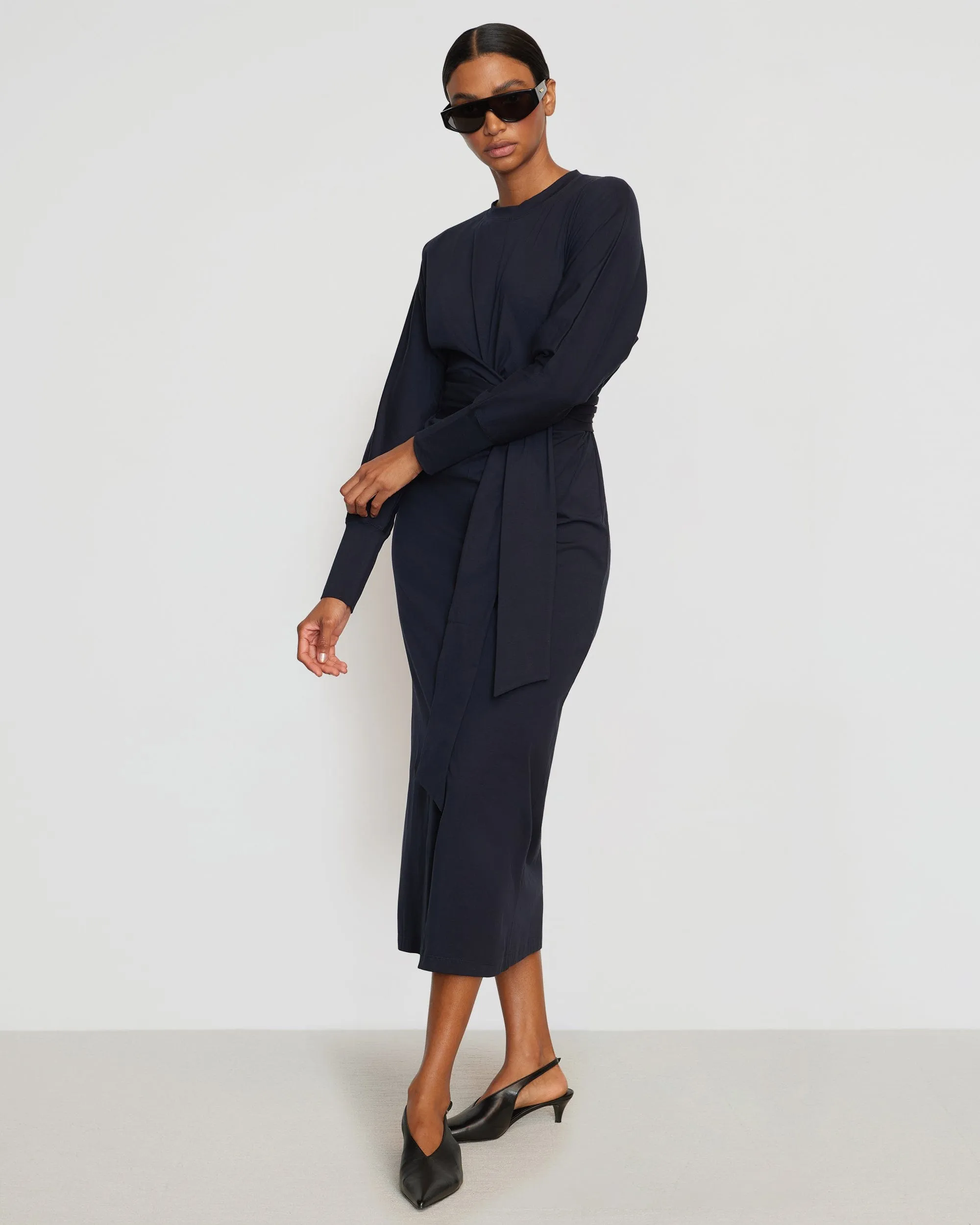 ElasticCuffDesign Wei Tie-Front Organic Cotton Dress