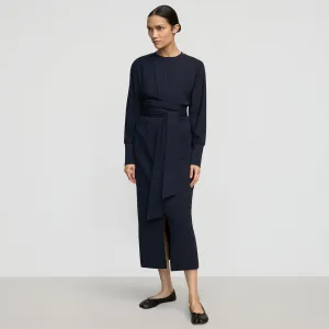 Charm Core MatteFinishTexture Wei Tie-Front Organic Cotton Dress
