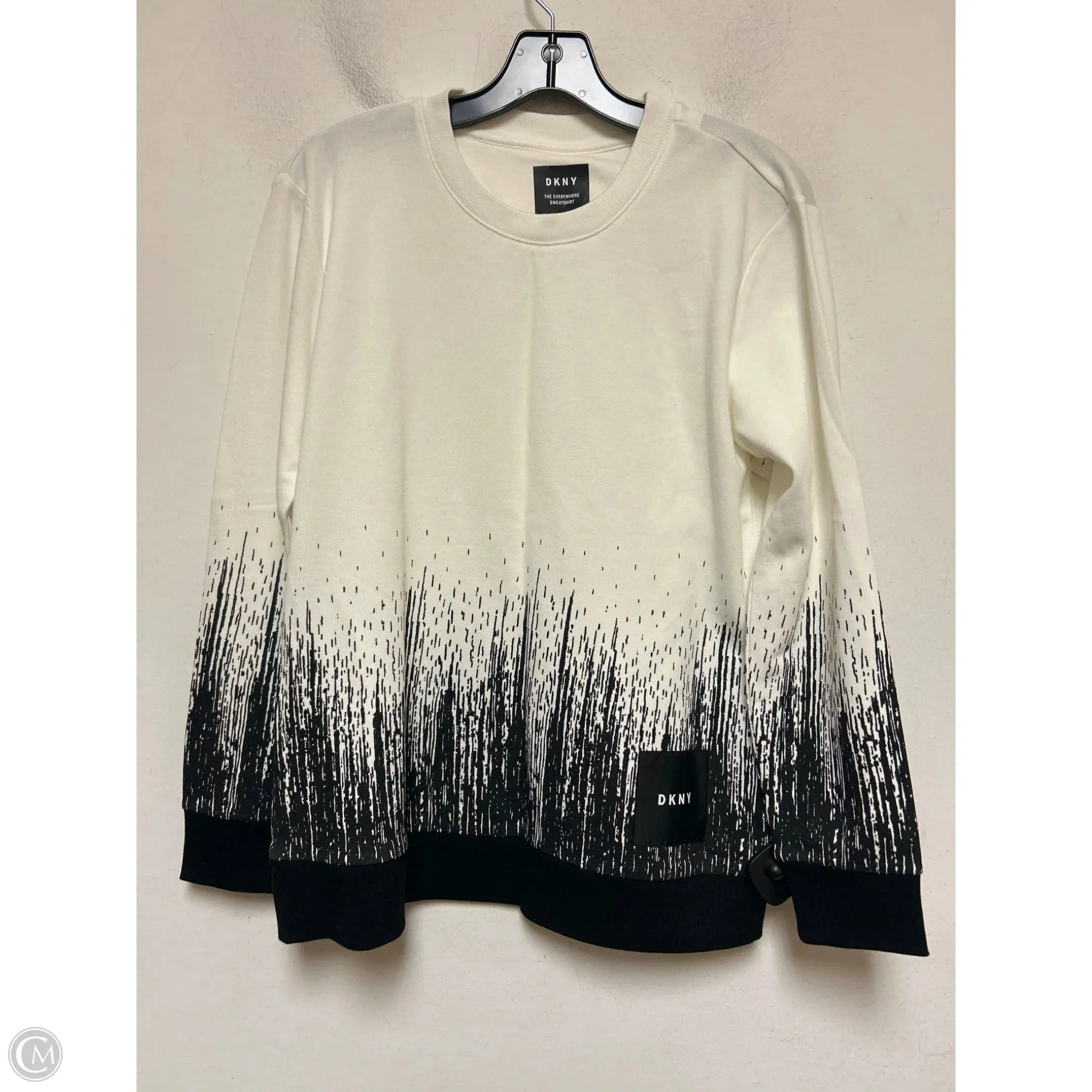 Sweatshirt Crewneck By Dkny In Black & White, Size: Xs Breathable mesh