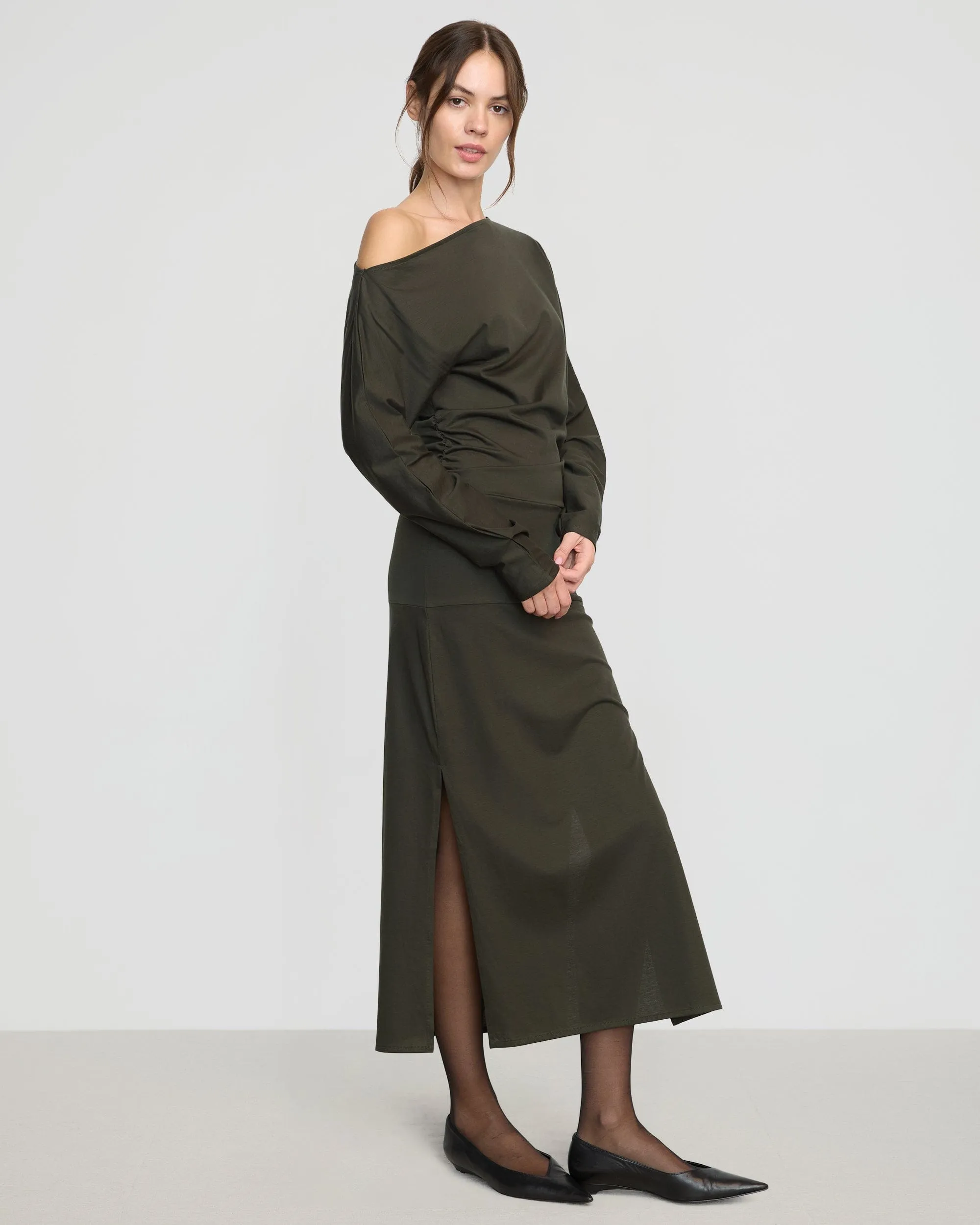 Kezia Off-Shoulder Satin Jersey Dress AntiSnagTechnology