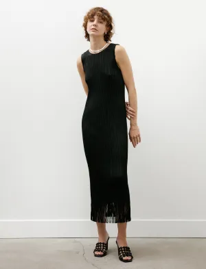 WrinkleFreeTexture Travel Core Wave Long Fringe Dress Black