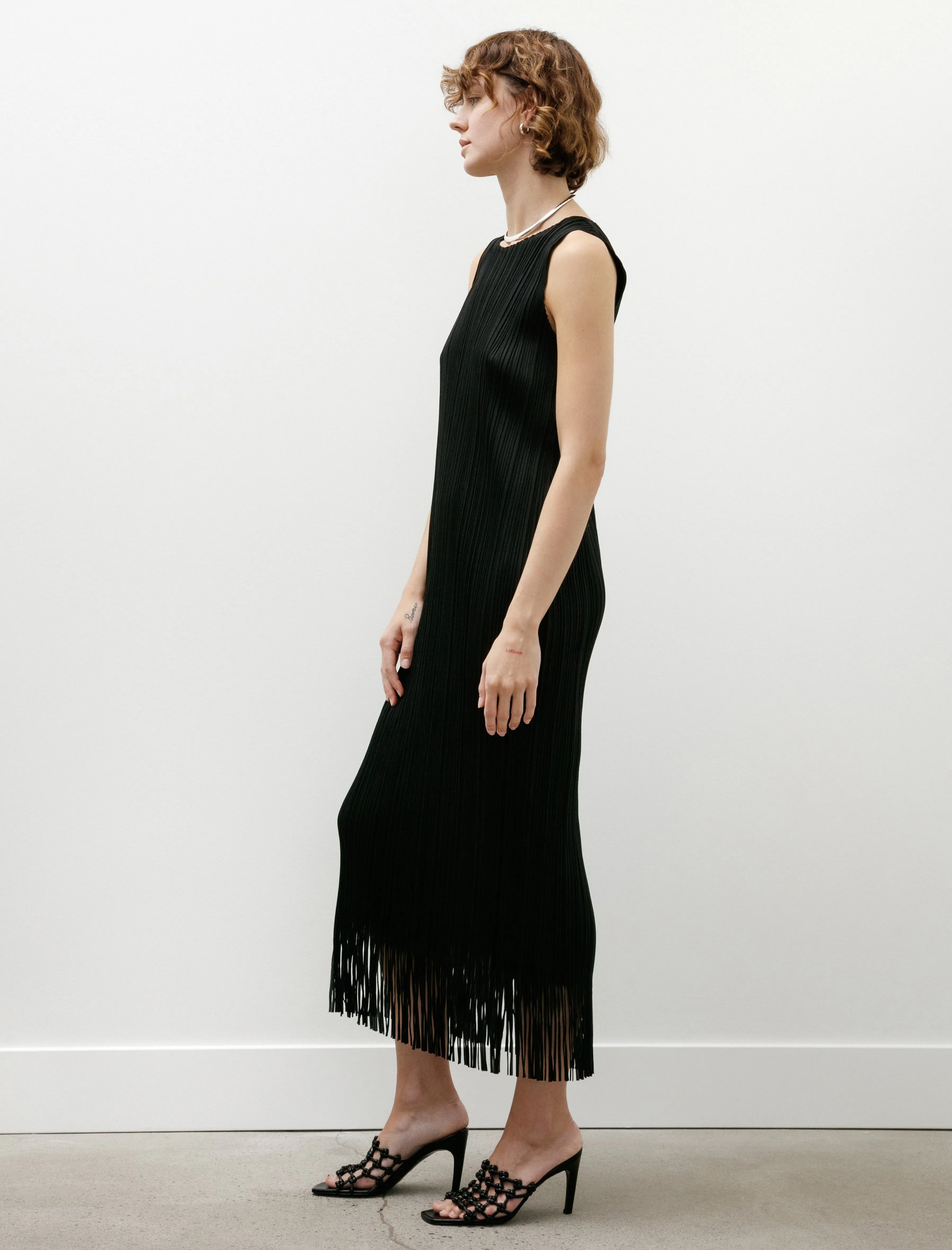 Weekend Wear Wave Long Fringe Dress Black