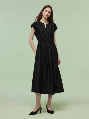 18MM Xiang Yun Silk Women Elastic Waist Maxi Dress Urban Chic Pure Core