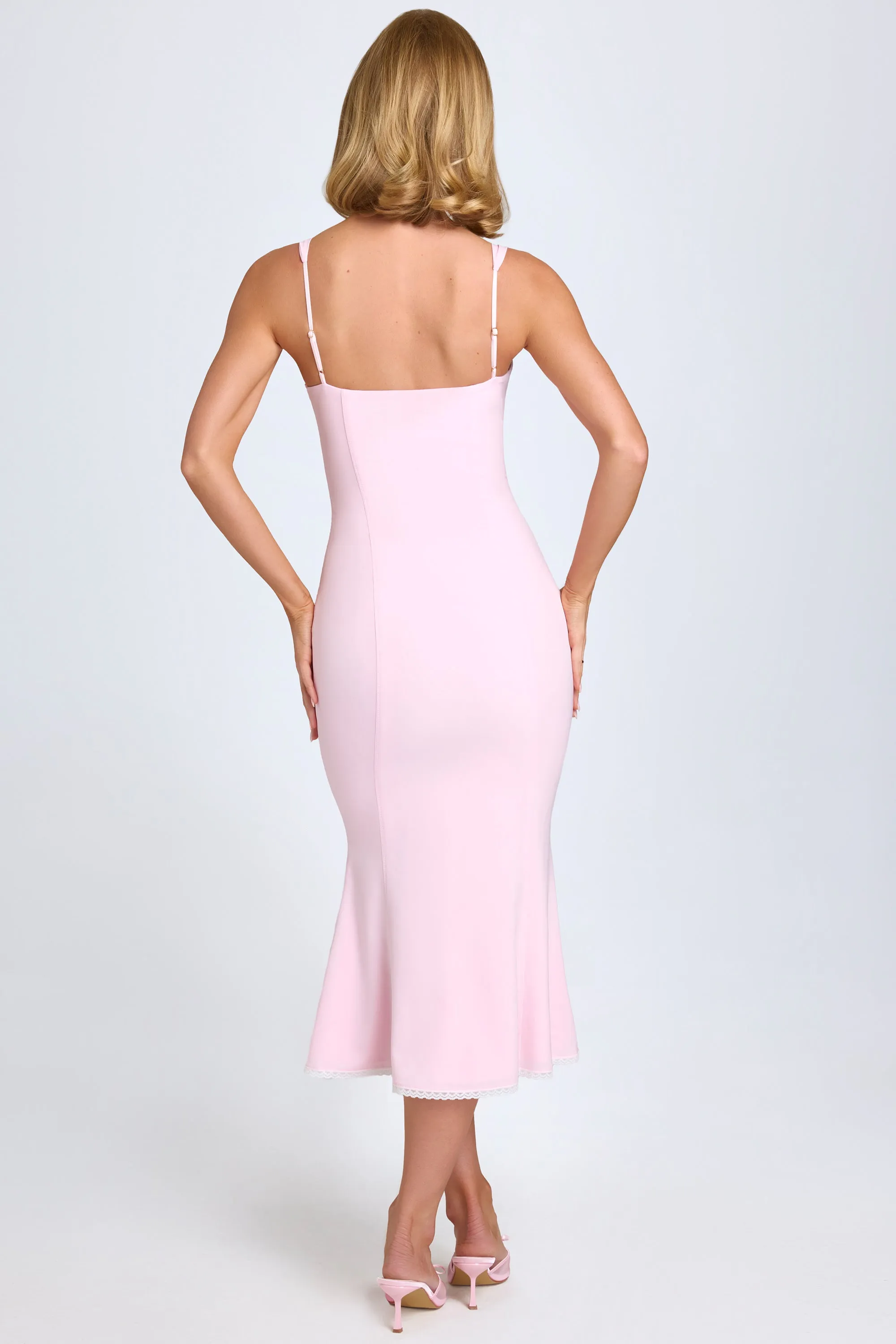 Pure Core Lace-Trim Midaxi Dress in Blush