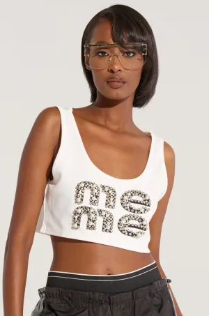 ALL ABOUT ME CROPPED SLEEVELESS T SHIRT low altitude use easy to repair