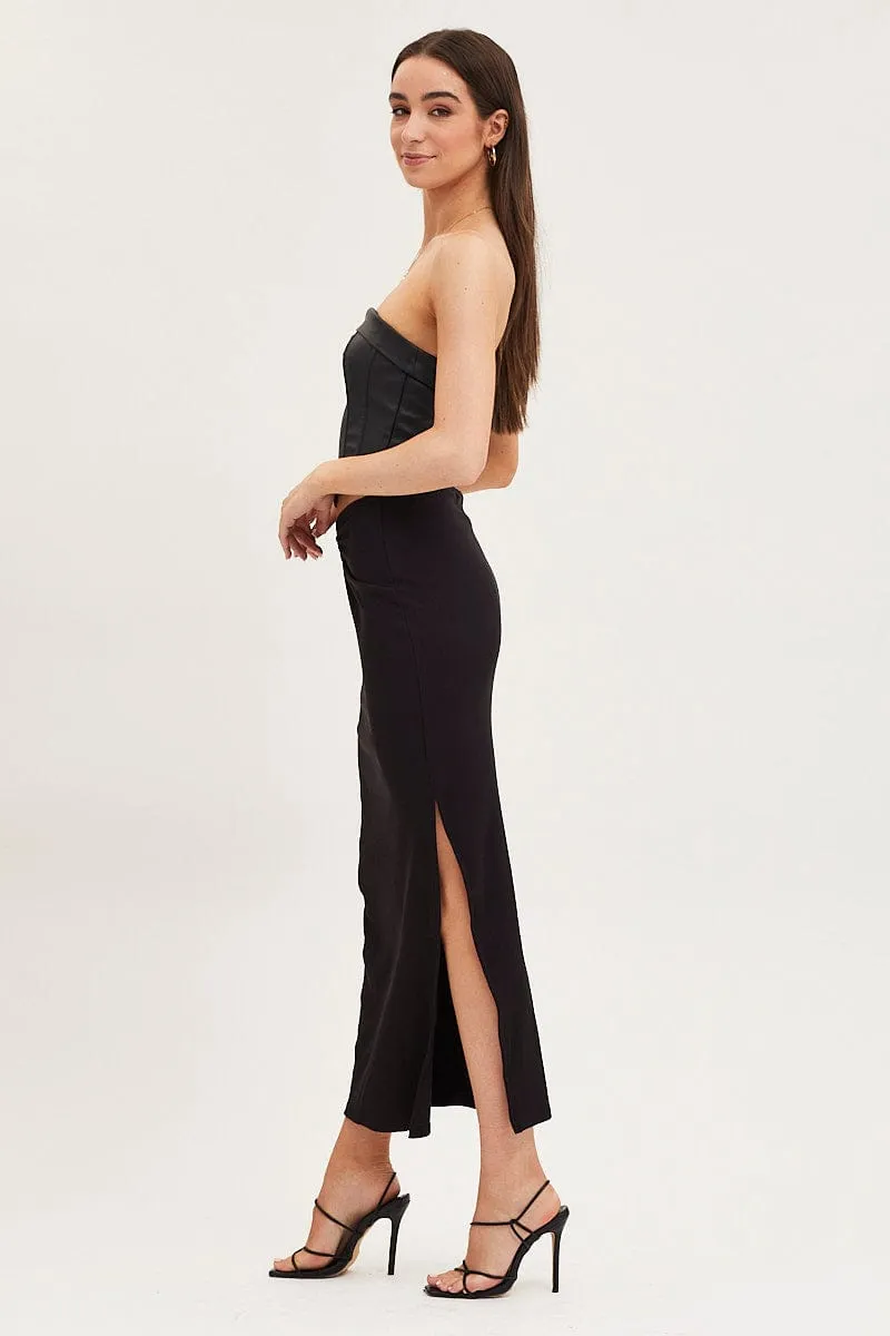 Black Maxi Skirt High Rise Ring Detial Rib Jersey On-The-Go Outfit
