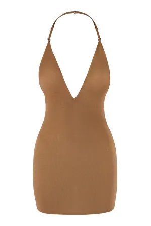 Feminine mini-length gown Intimates Soft Mesh Multiway Mini Dress in Almond