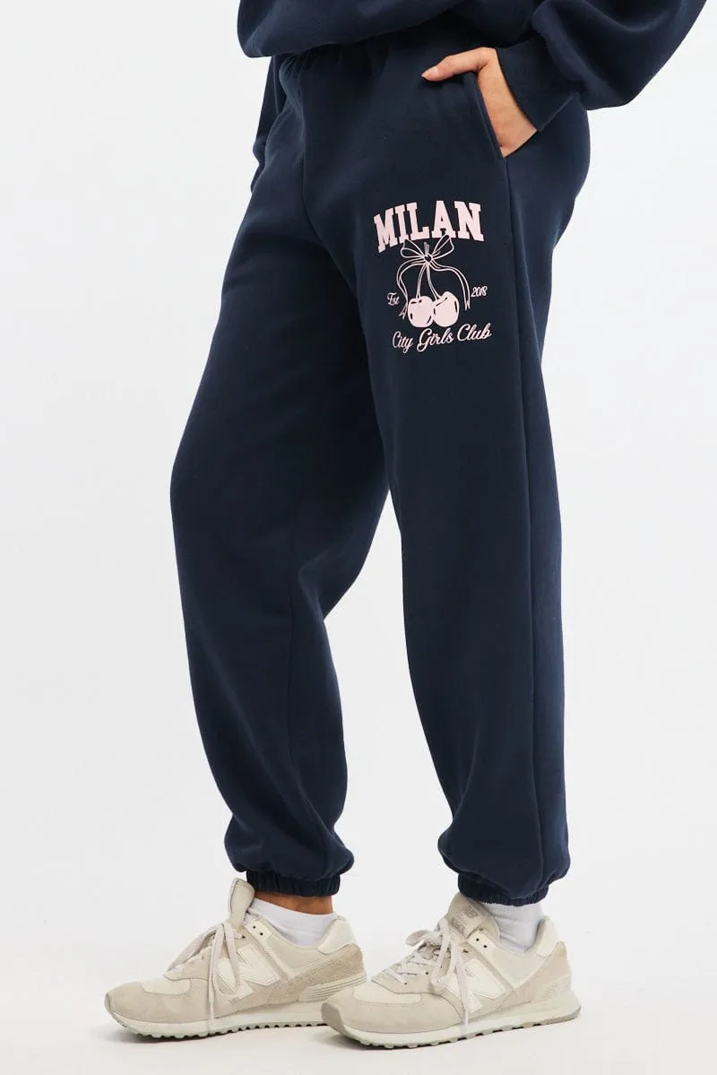 Blue Track Pants Jogger SlimFit