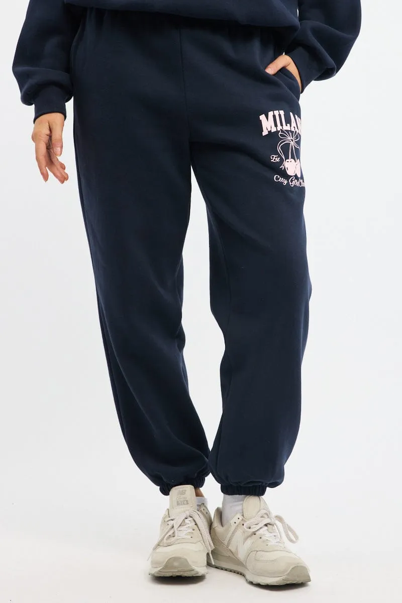 Blue Track Pants Jogger TaperedLeg