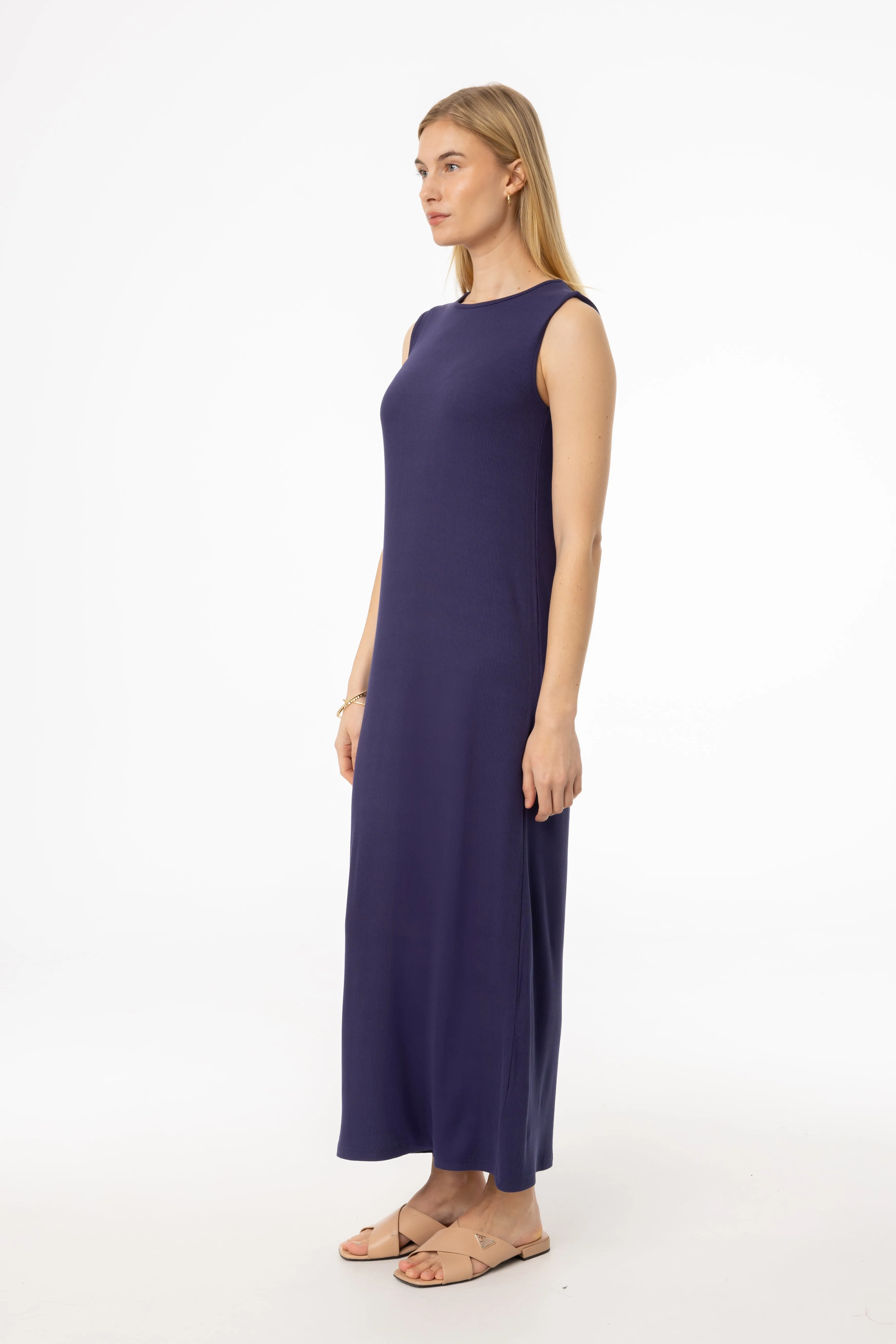 Calm Ease Sprint Fit Navy Ribbed Maxi Jumper