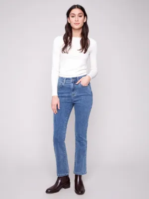abrasion resistant coating Daily Fashion Bootcut Stretch Denim Pants - Medium Blue