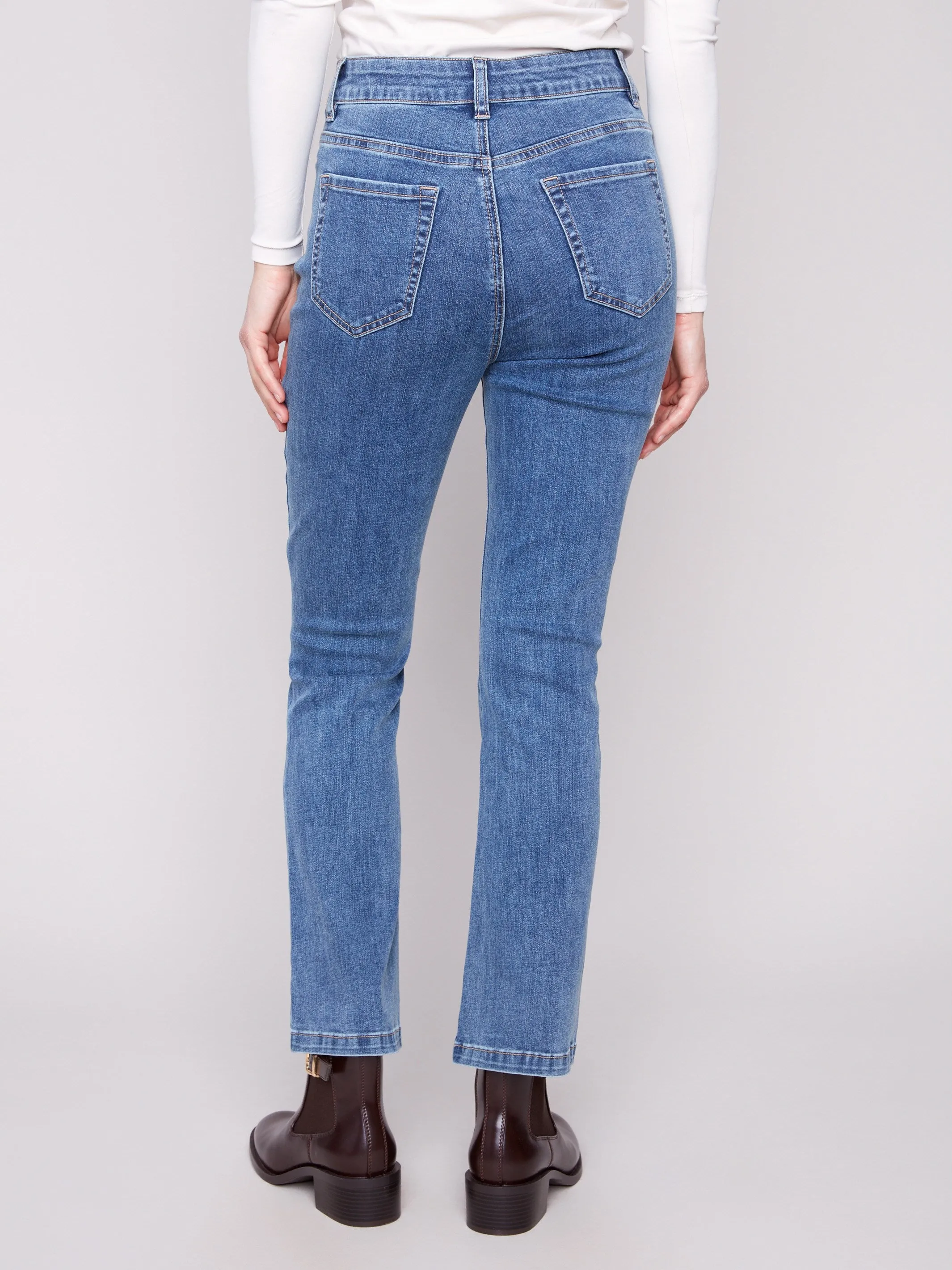 Bootcut Stretch Denim Pants - Medium Blue Streetwear Fan Night Out