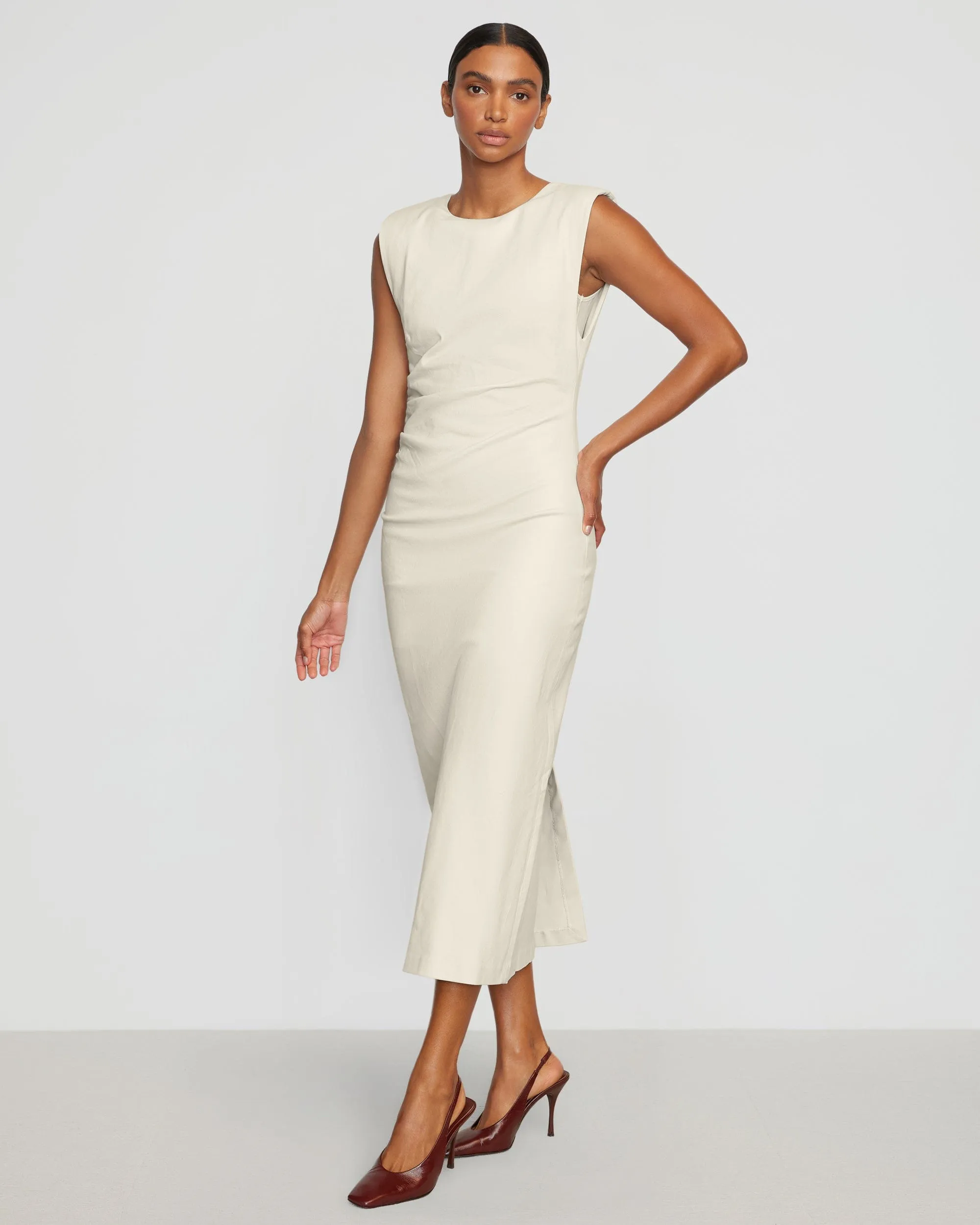 Casual Skirt AntiPillingCloth Iman Split-Hem Cotton Twill Dress