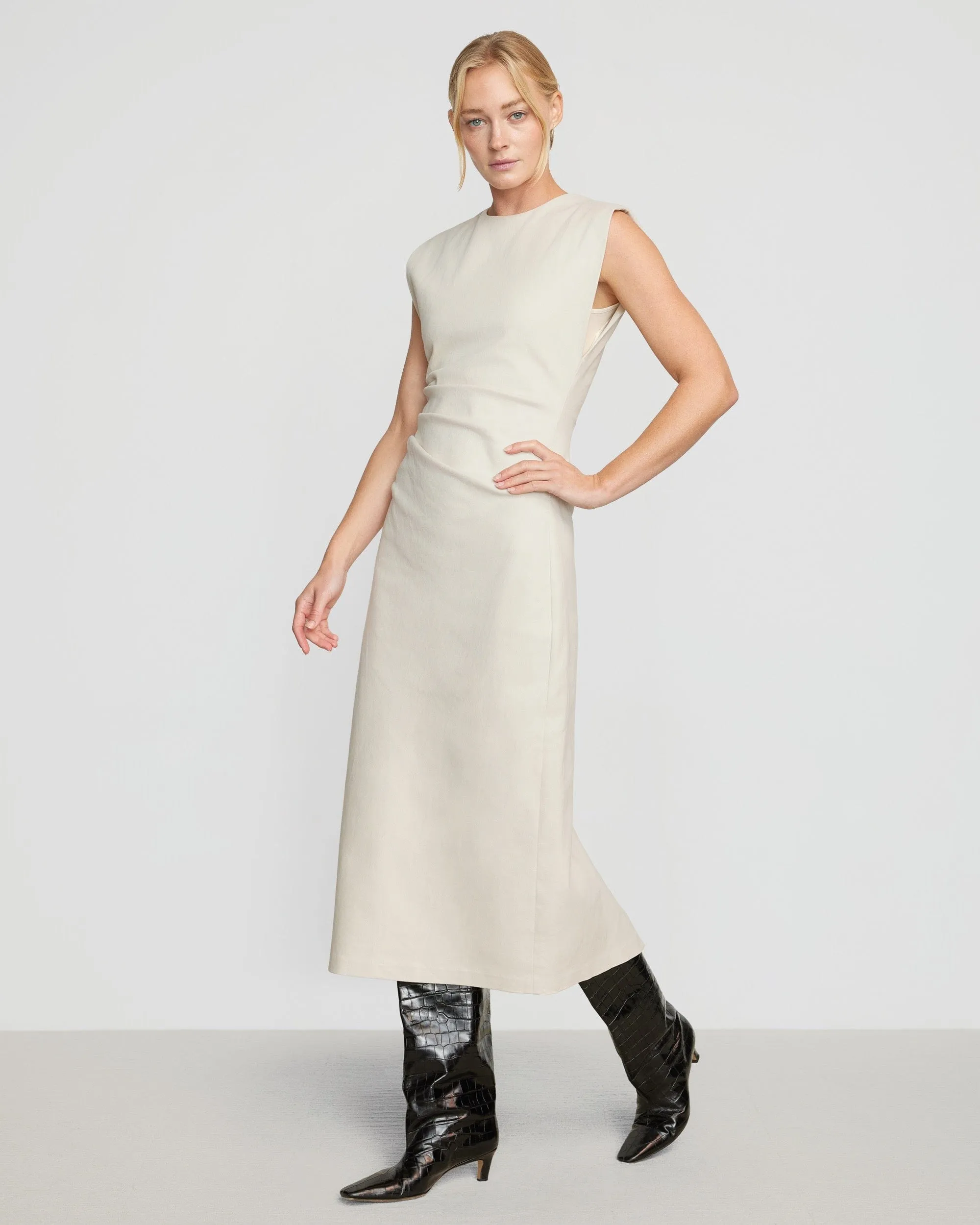 Iman Split-Hem Cotton Twill Dress Happy Core Future Glow