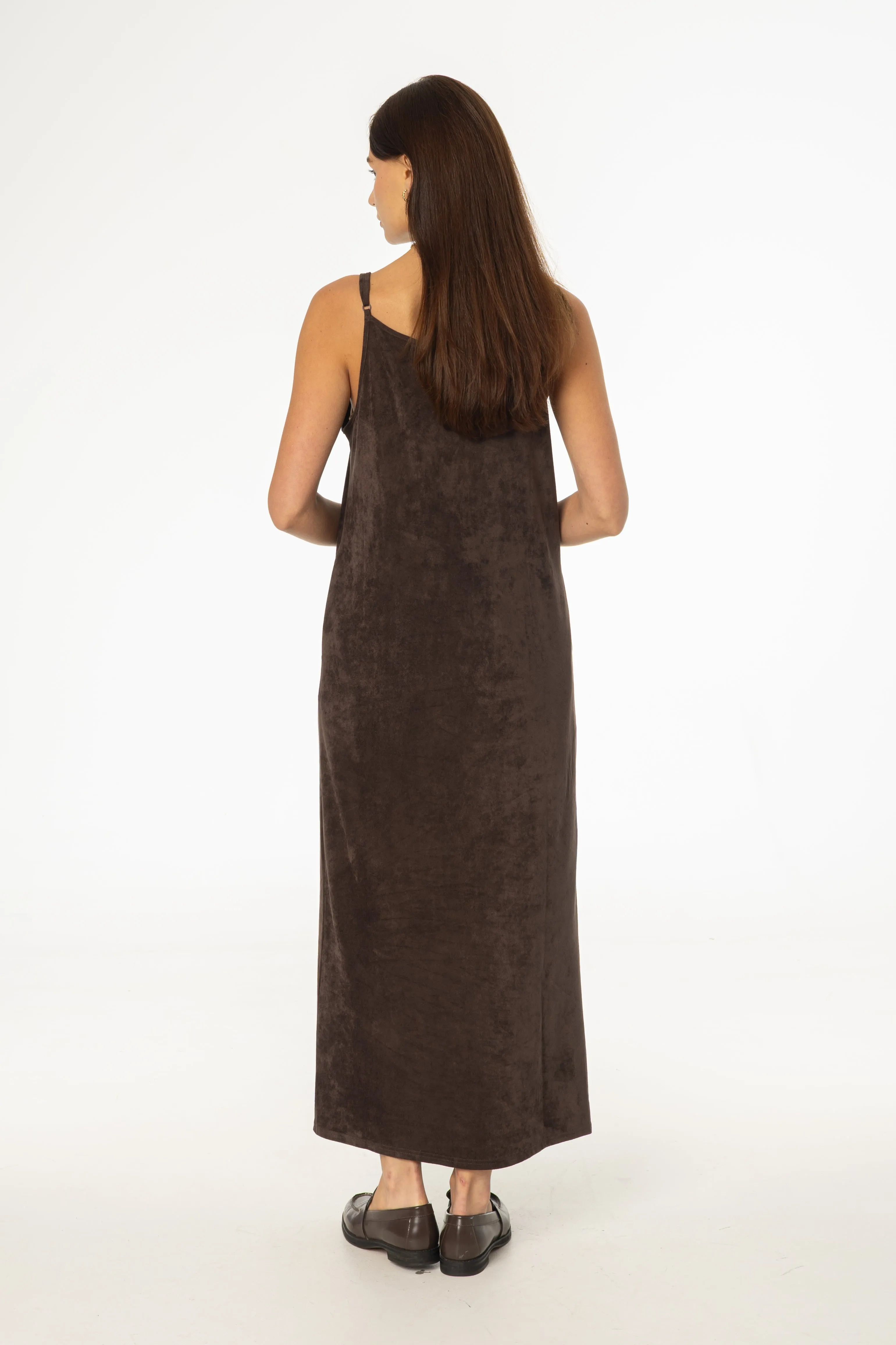 Push Edge Glitter Glow Brown Microsuede Maxi Jumper
